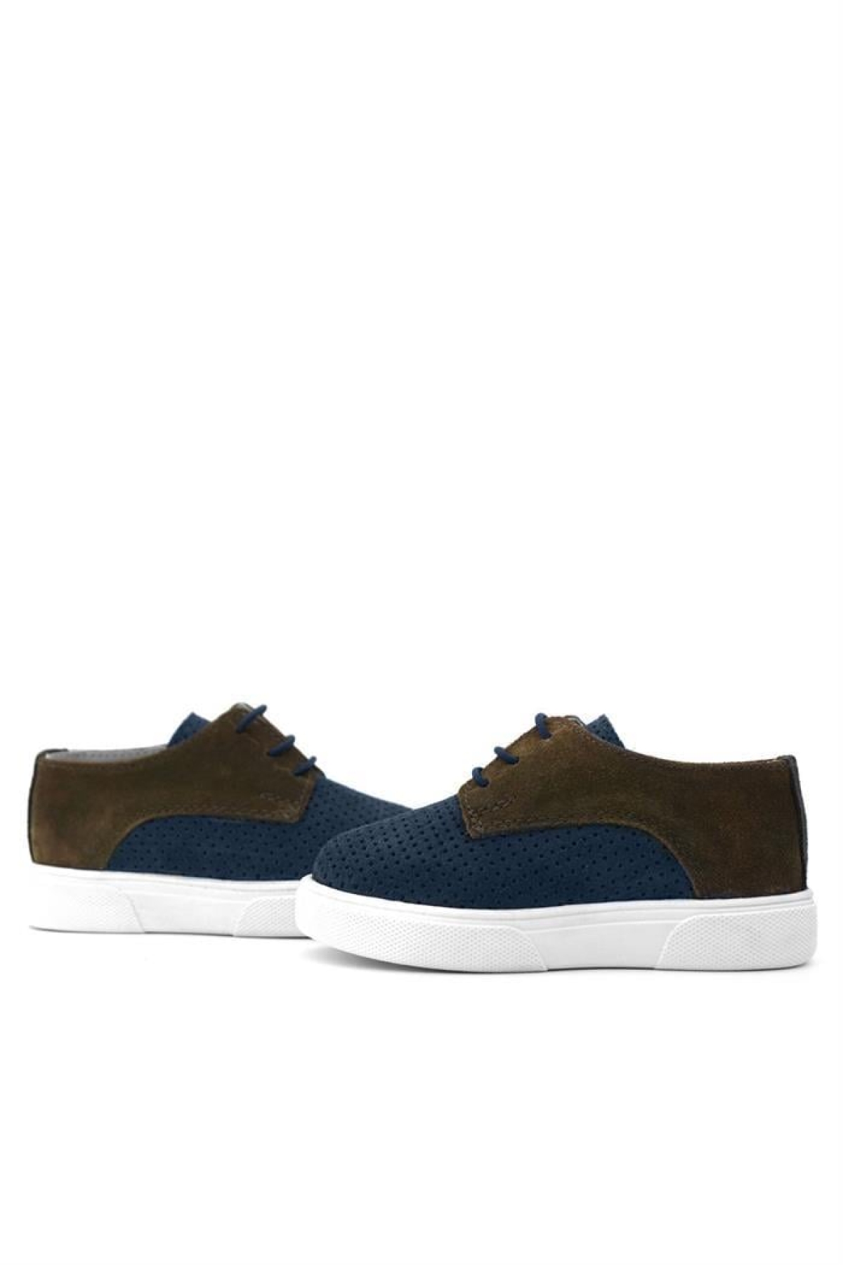 Hakiki Deri Lacivert Kahve Lastikli Erkek Çocuk Günlük Ayakkabı - Görsel 9