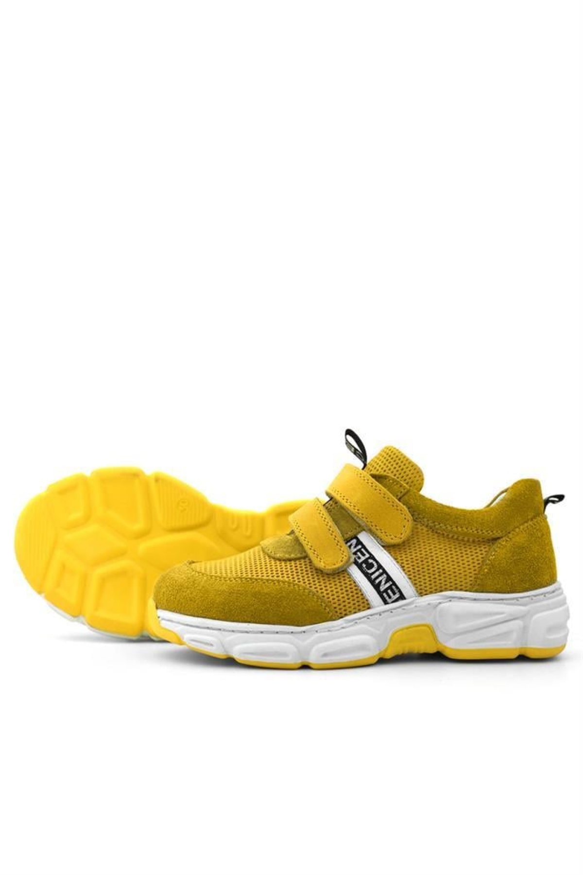 Hakiki Deri Sarı Cırt Cırtlı Çocuk Günlük Spor Ayakkabı - Görsel 8