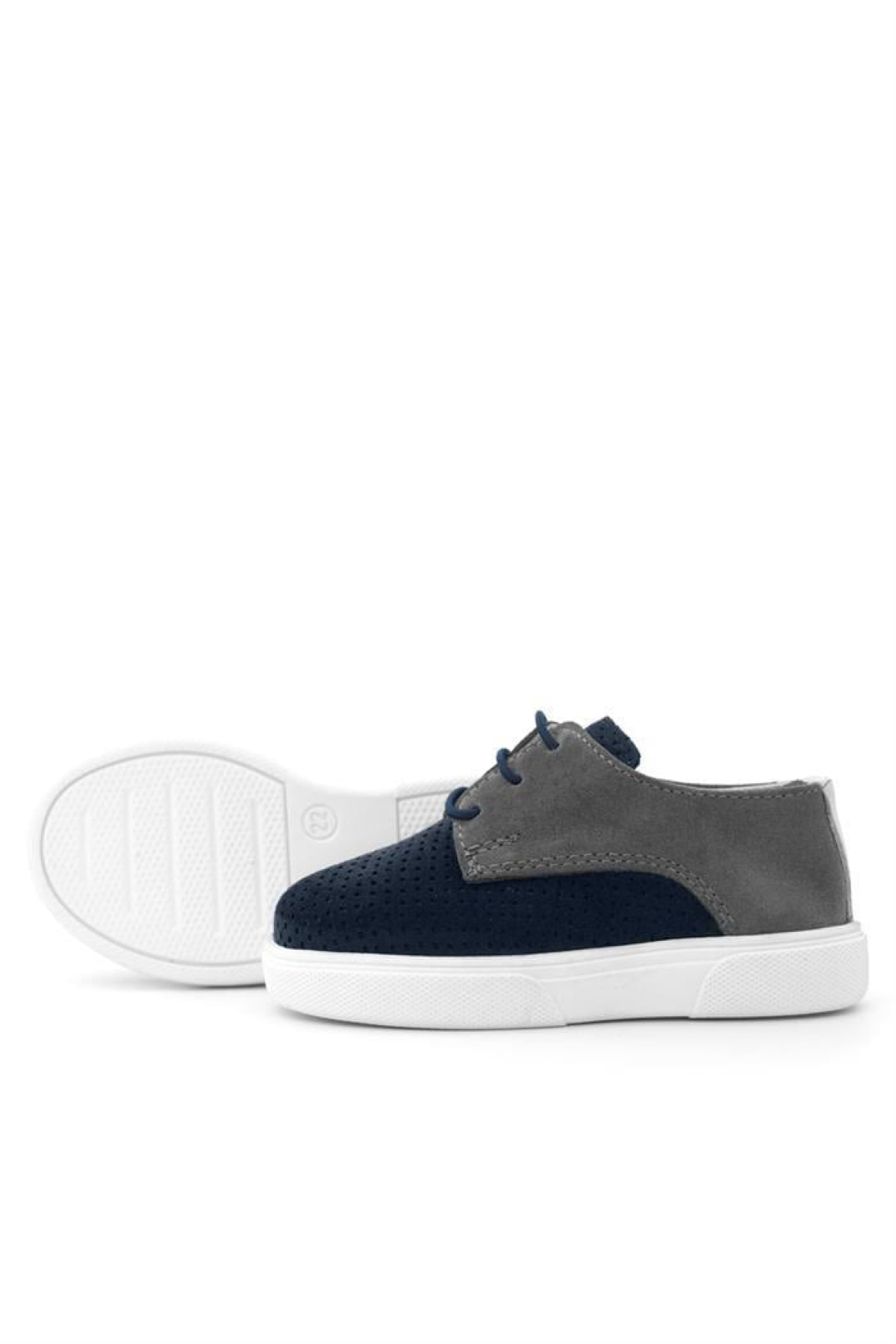Hakiki Deri Lacivert Gri Lastikli Erkek Çocuk Günlük Ayakkabı - Görsel 8
