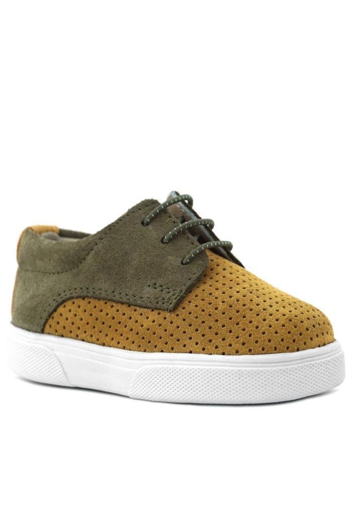 Hakiki Deri Hardal Sarı Haki Lastikli Erkek Çocuk Günlük Ayakkabı - Görsel 3