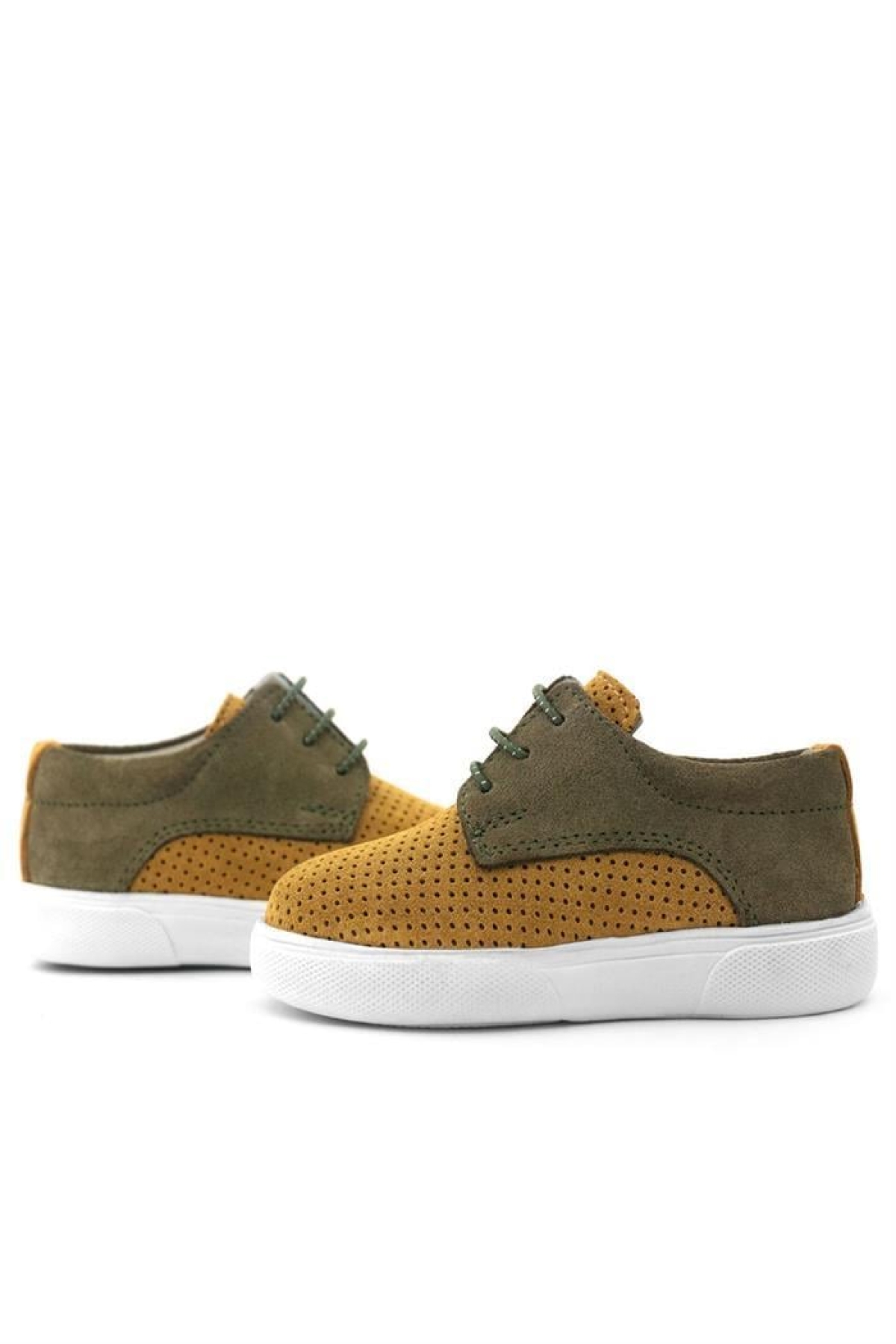 Hakiki Deri Hardal Sarı Haki Lastikli Erkek Çocuk Günlük Ayakkabı - Görsel 9