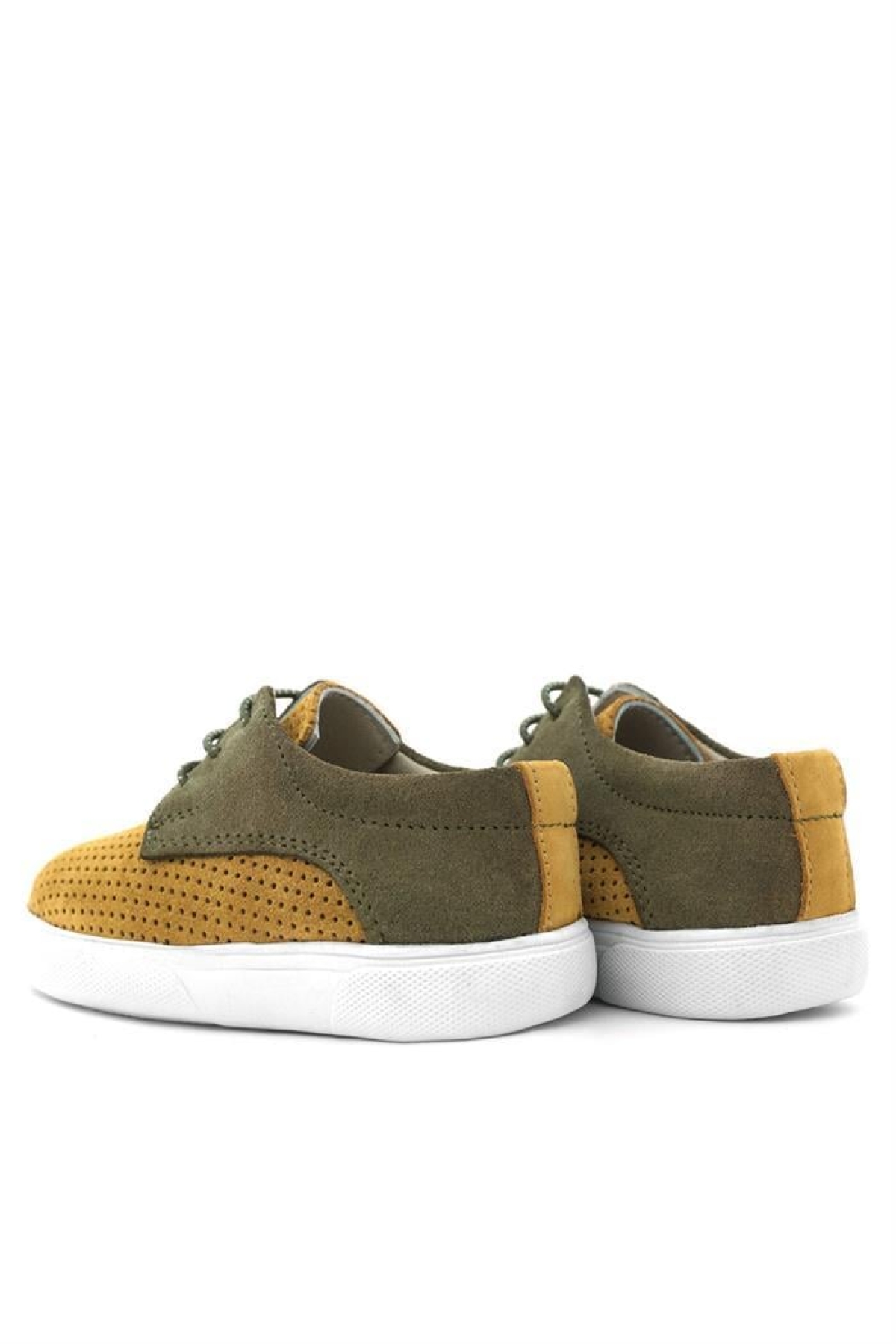 Hakiki Deri Hardal Sarı Haki Lastikli Erkek Çocuk Günlük Ayakkabı - Görsel 10