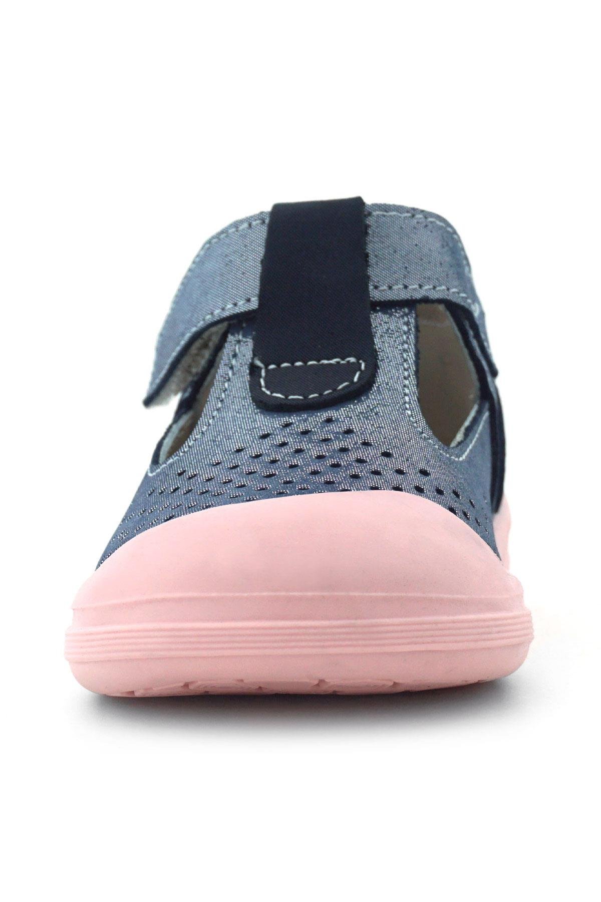 Shaun Hakiki Deri Lacivert Simli Cırtlı Anatomik Bebek Sandalet - Görsel 6