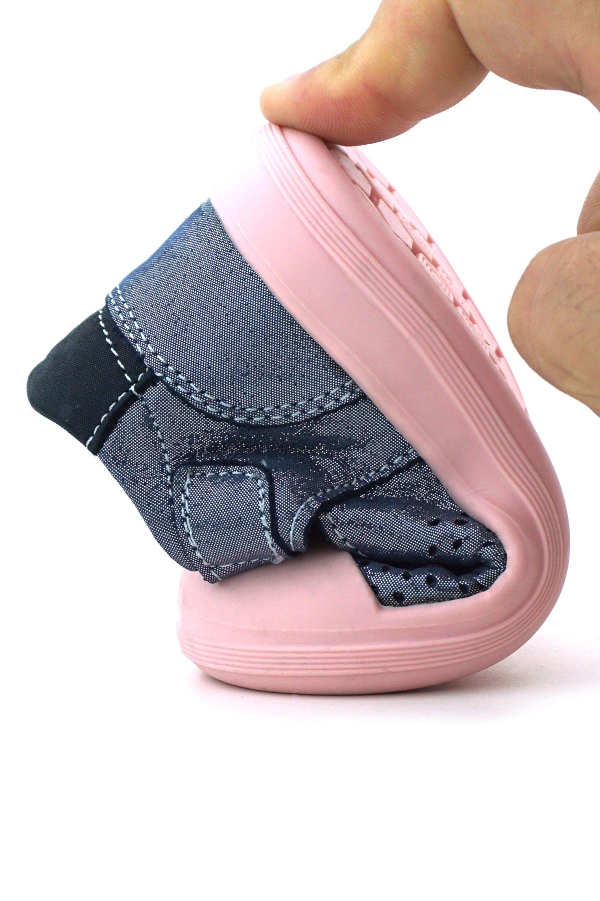 Shaun Hakiki Deri Lacivert Simli Cırtlı Anatomik Bebek Sandalet - Görsel 7