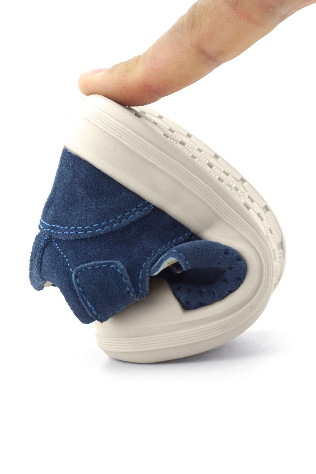 Shaun Hakiki Deri Lacivert Beyaz Cırtlı Anatomik Bebek Sandalet - Görsel 9