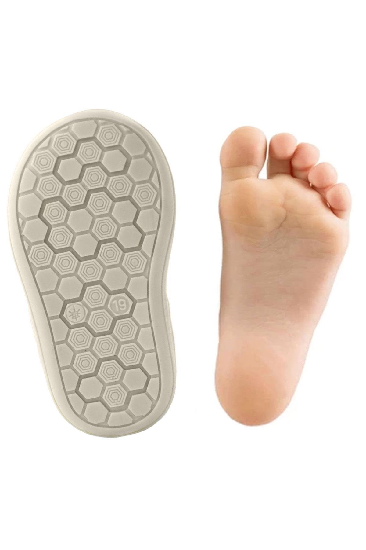 Shaun Hakiki Deri Mavi Beyaz Cırtlı Anatomik Bebek Sandalet - Görsel 3