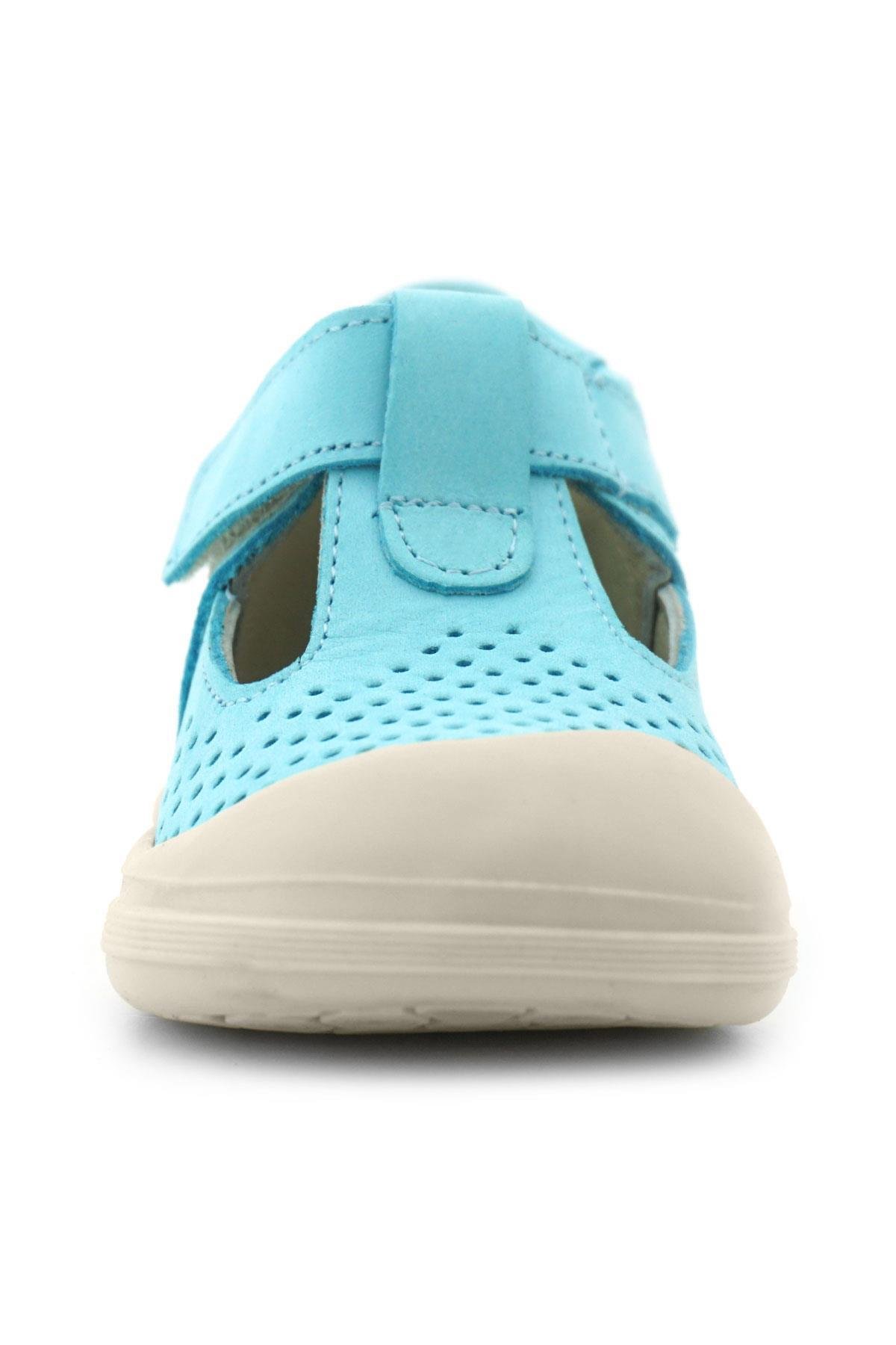 Shaun Hakiki Deri Mavi Beyaz Cırtlı Anatomik Bebek Sandalet - Görsel 6