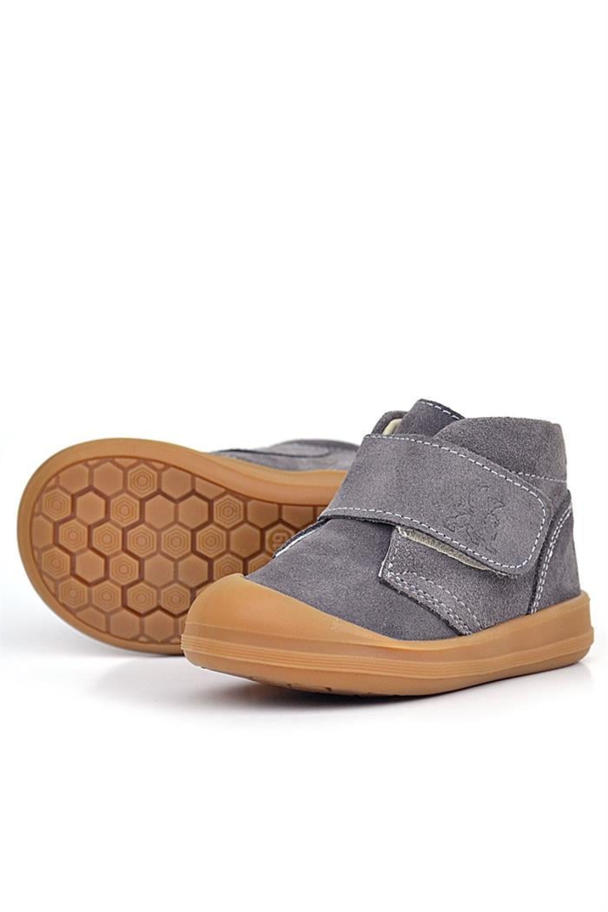 Yoohoo Hakiki Deri Koyu Gri Cırtlı Unisex Bebek Bot - Görsel 7