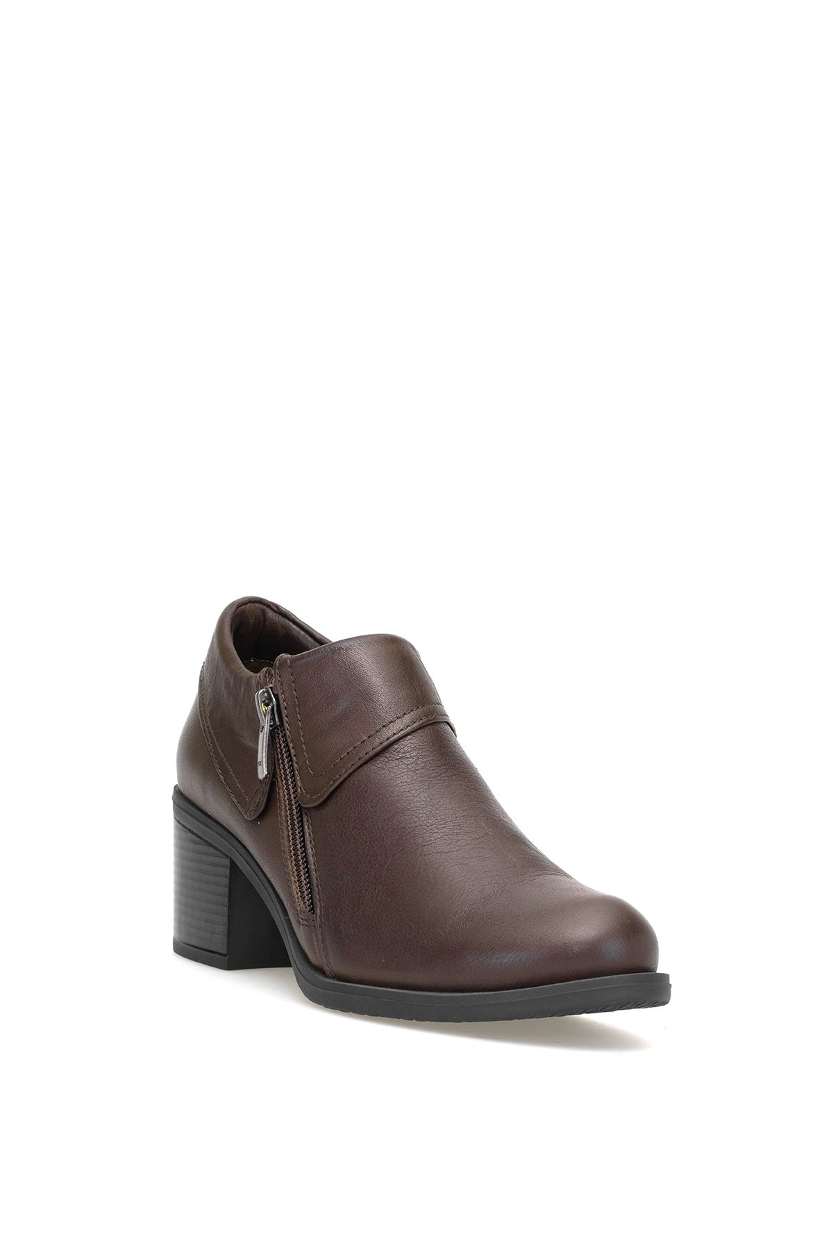 D25KA-3725 Kadın Hakiki Deri Klasik Topuklu Ayakkabı Kahverengi - Görsel 3