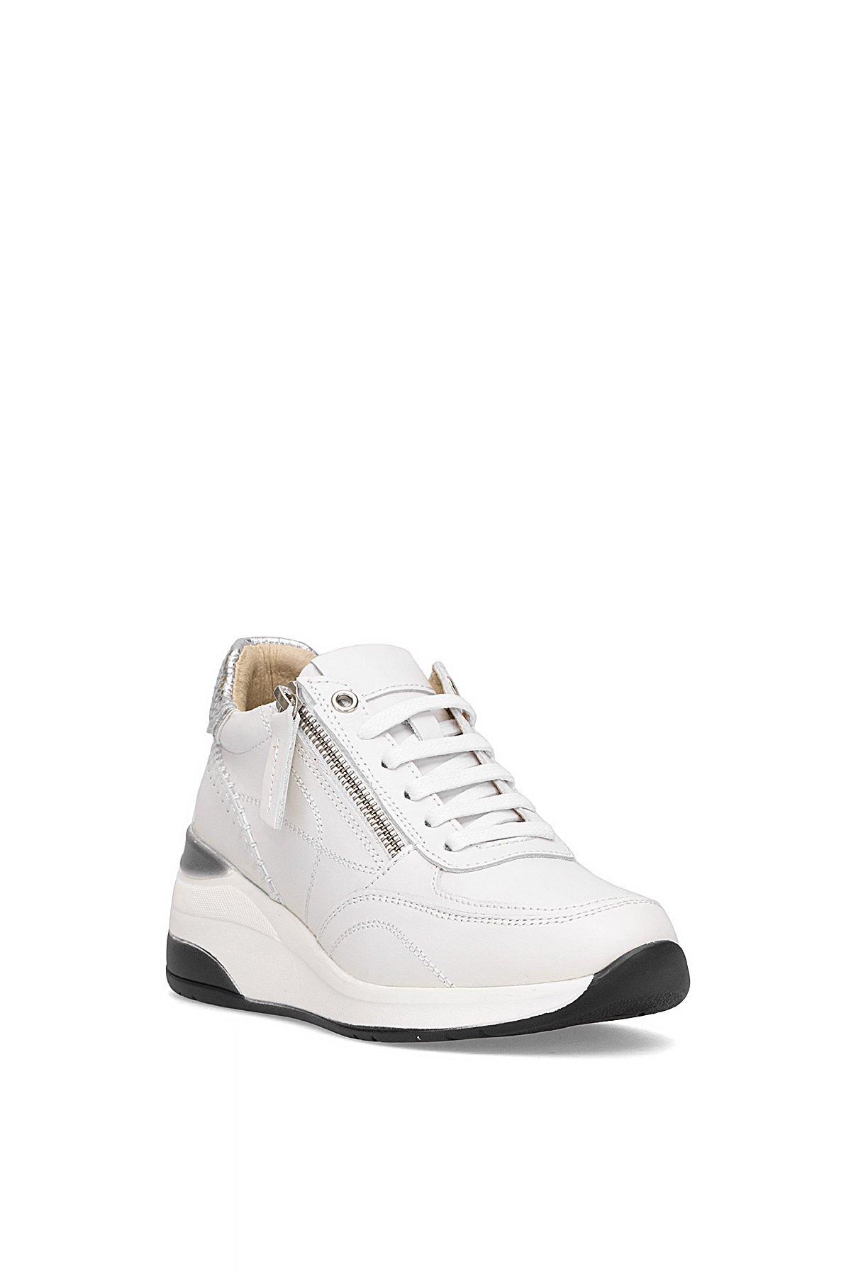 D25KA-7300 Kadın Hakiki Deri Dolgu Topuk Ayakkabı Beyaz - Görsel 3