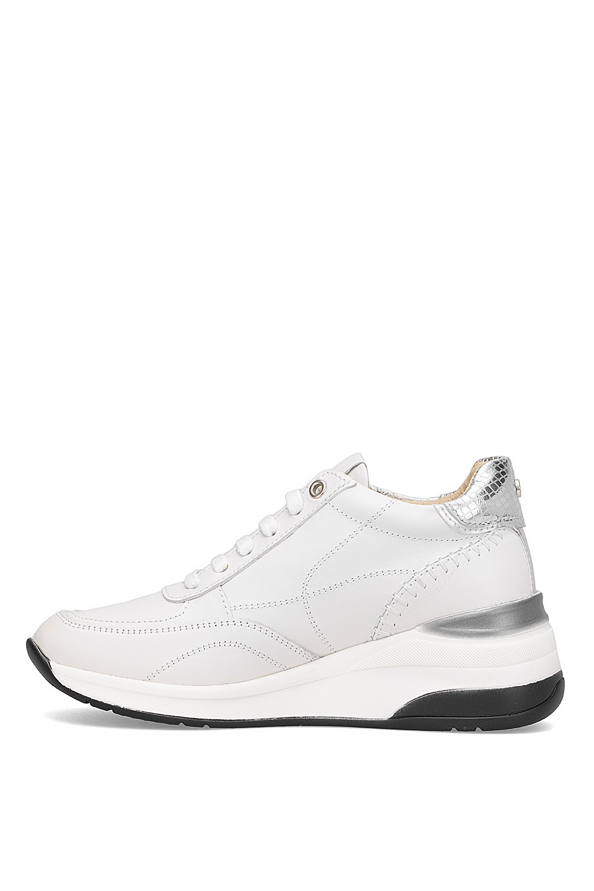 D25KA-7300 Kadın Hakiki Deri Dolgu Topuk Ayakkabı Beyaz - Görsel 4