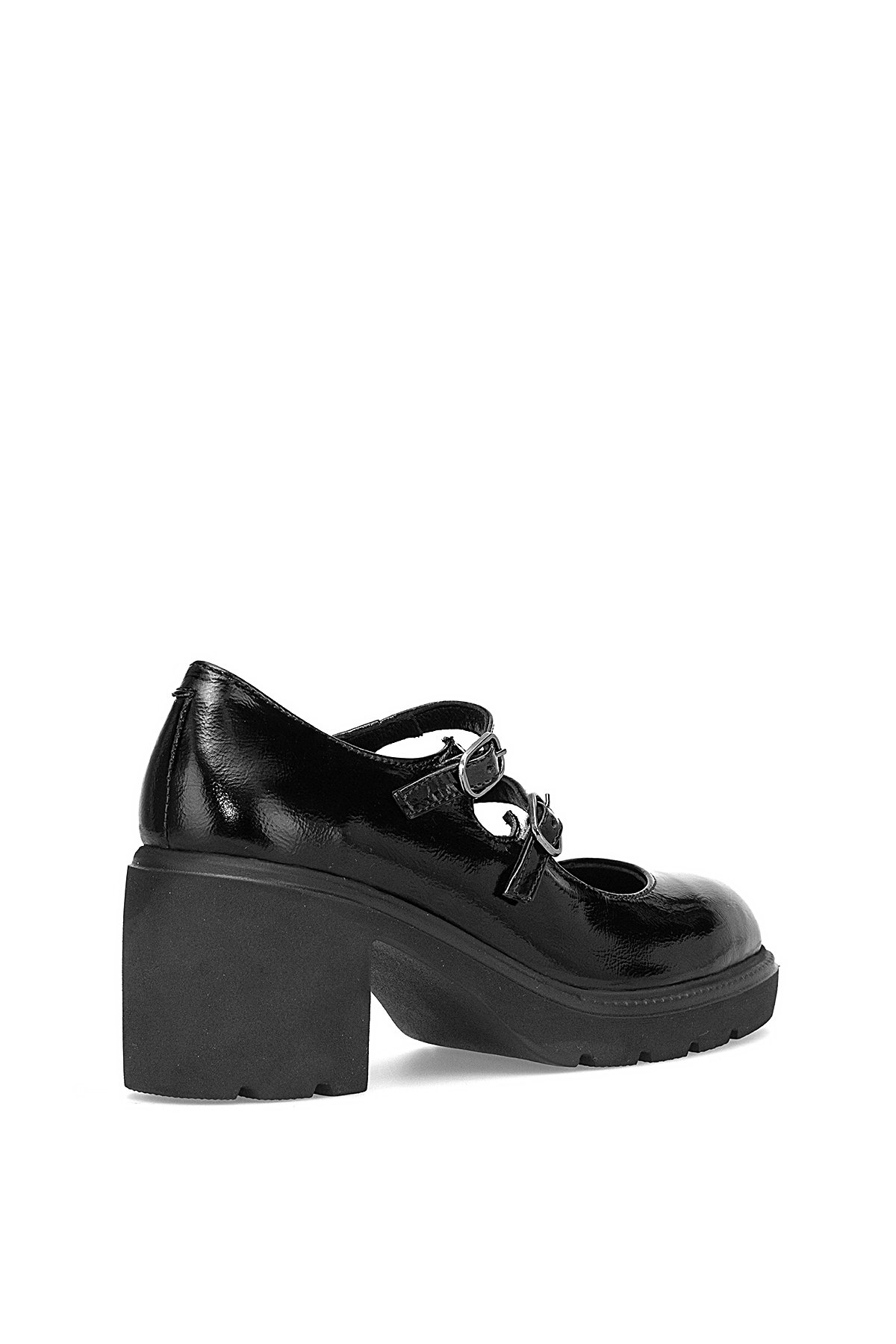 D25KA-160 Kadın Hakiki Rugan Deri Klasik Topuklu Ayakkabı Siyah - Görsel 5