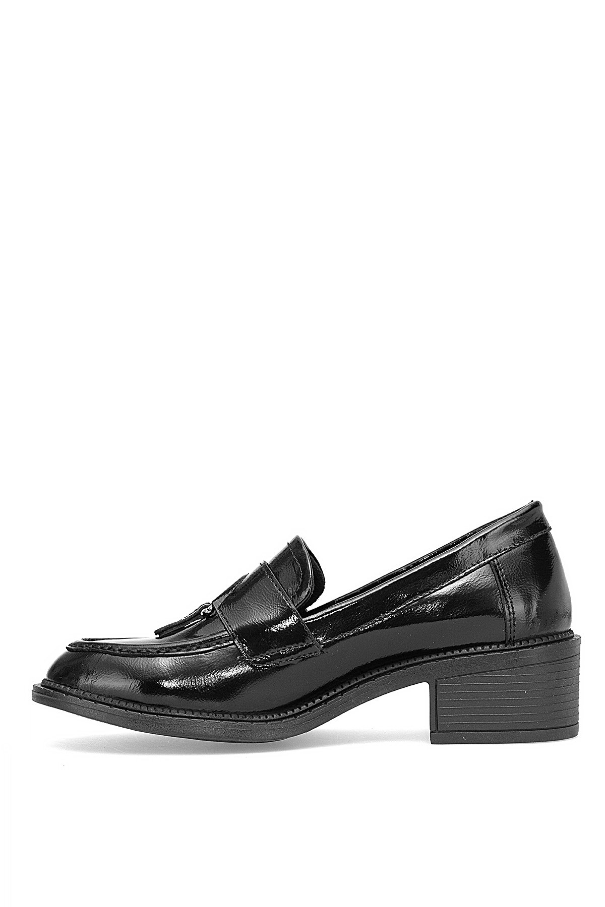 D25KA-7210 Kadın Hakiki Rugan Deri Casual Ayakkabı Siyah - Görsel 4