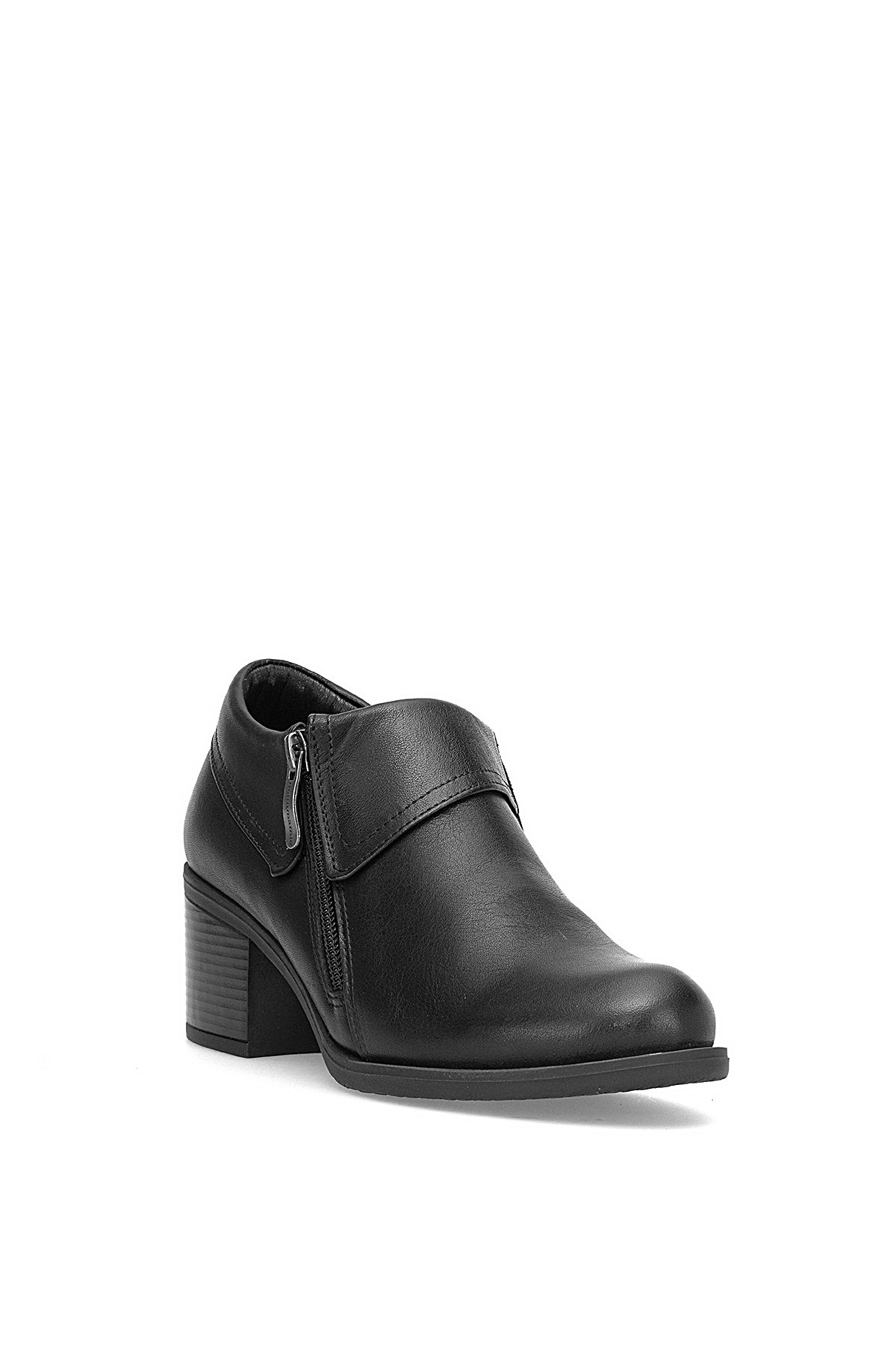 D25KA-3725 Kadın Hakiki Deri Klasik Topuklu Ayakkabı Siyah - Görsel 3