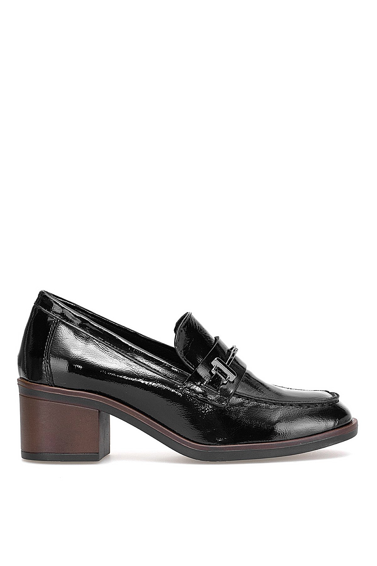 D25KA-150 Kadın Hakiki Rugan Deri Klasik Topuklu Ayakkabı Siyah - Görsel 2