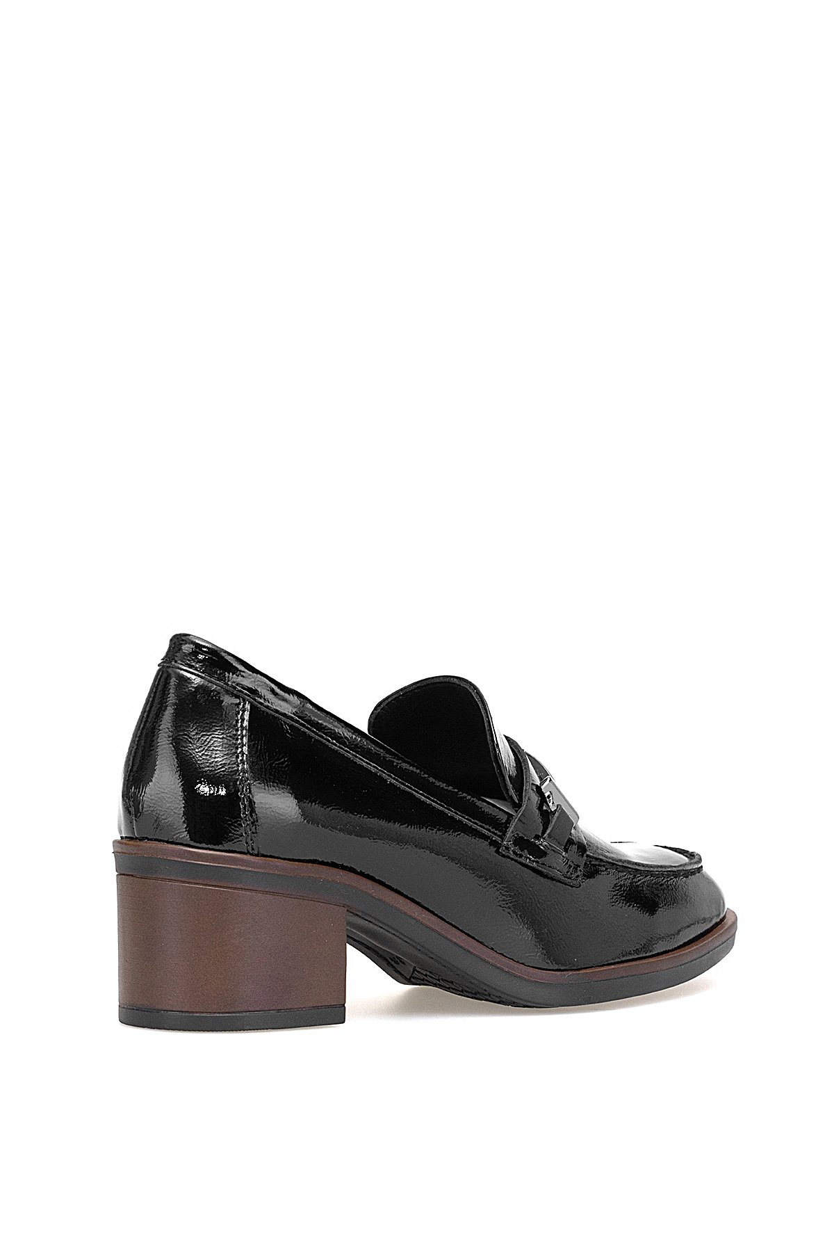 D25KA-150 Kadın Hakiki Rugan Deri Klasik Topuklu Ayakkabı Siyah - Görsel 5