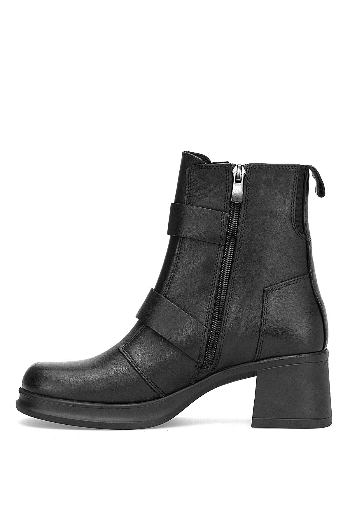 D25KB-8570 Kadın Hakiki Deri Topuklu Bot Siyah - Görsel 4