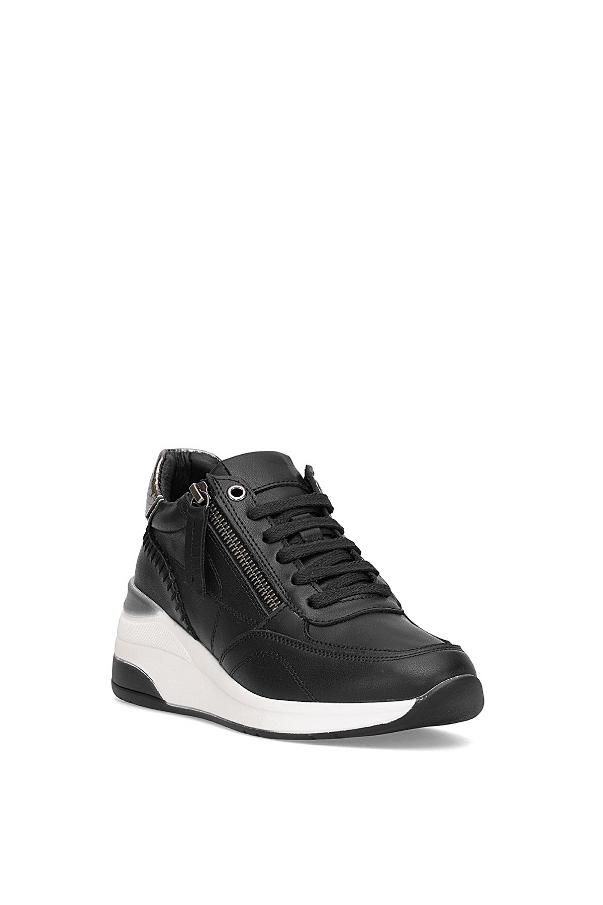 D25KA-7300 Kadın Hakiki Deri Dolgu Topuk Ayakkabı Siyah - Görsel 3