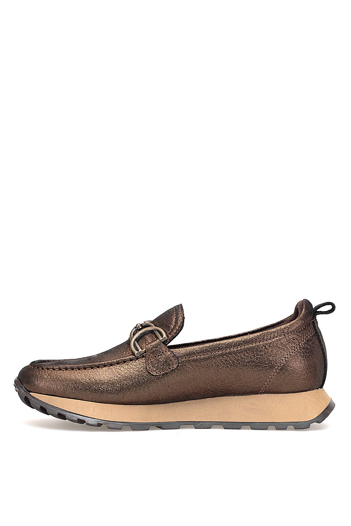 D25KA-7055 Kadın Hakiki Deri Casual Ayakkabı Bakır - Görsel 4