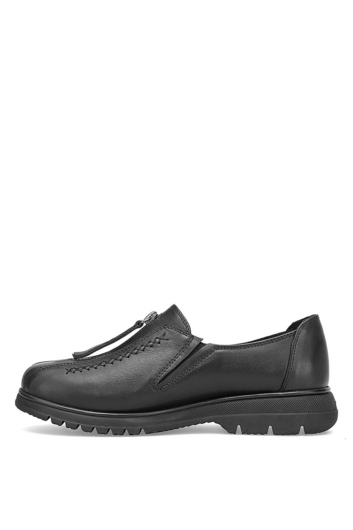 D25KA-845 Kadın Hakiki Deri Casual Ayakkabı Siyah - Görsel 4