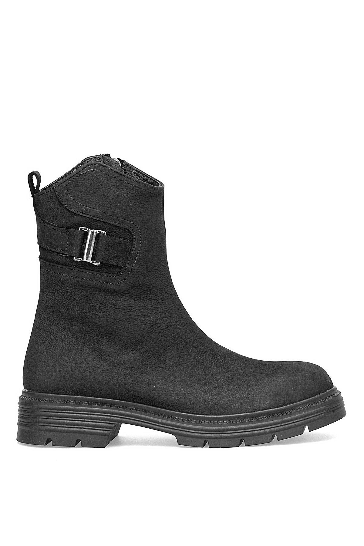 D25KB-1945 Kadın Hakiki Nubuk Deri Topuklu Bot Siyah - Görsel 2