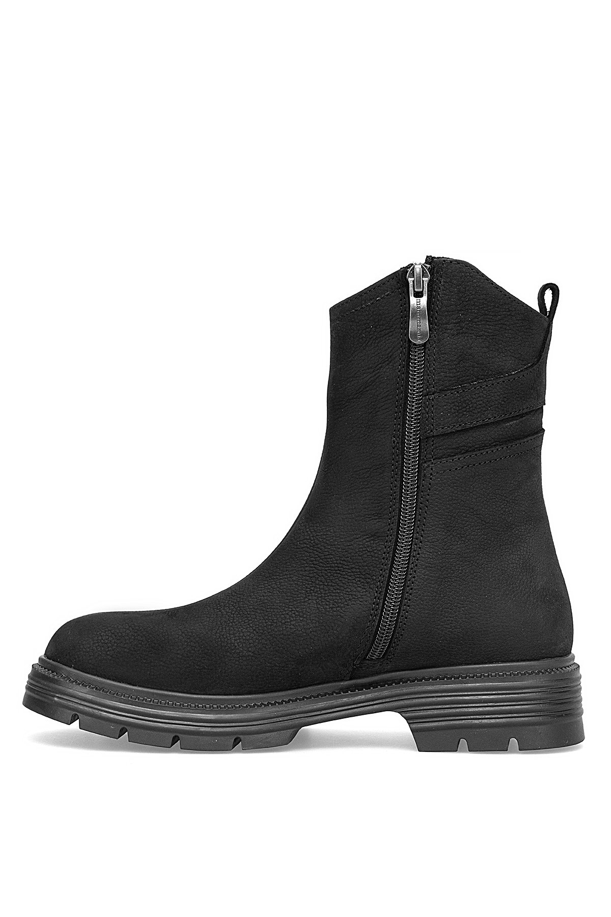 D25KB-1945 Kadın Hakiki Nubuk Deri Topuklu Bot Siyah - Görsel 4