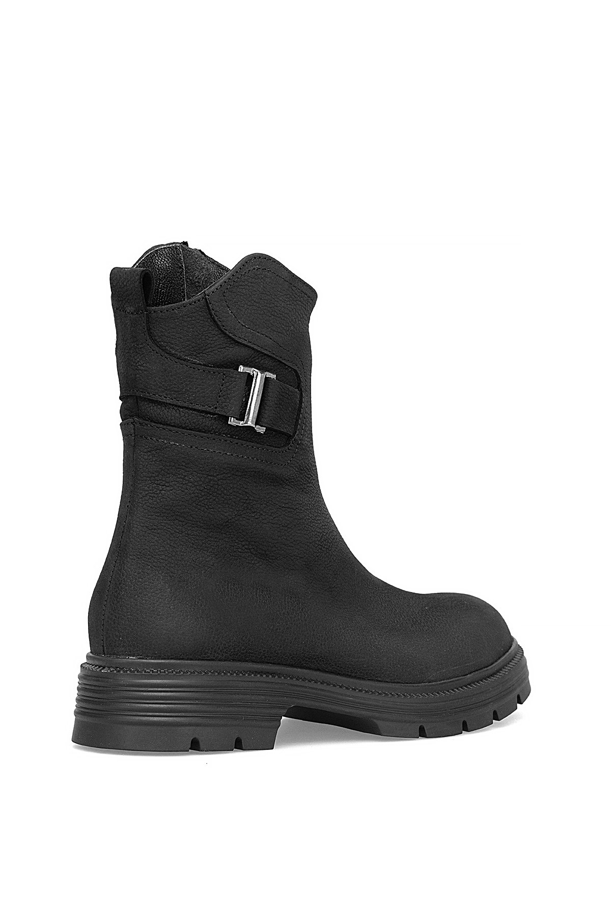 D25KB-1945 Kadın Hakiki Nubuk Deri Topuklu Bot Siyah - Görsel 5