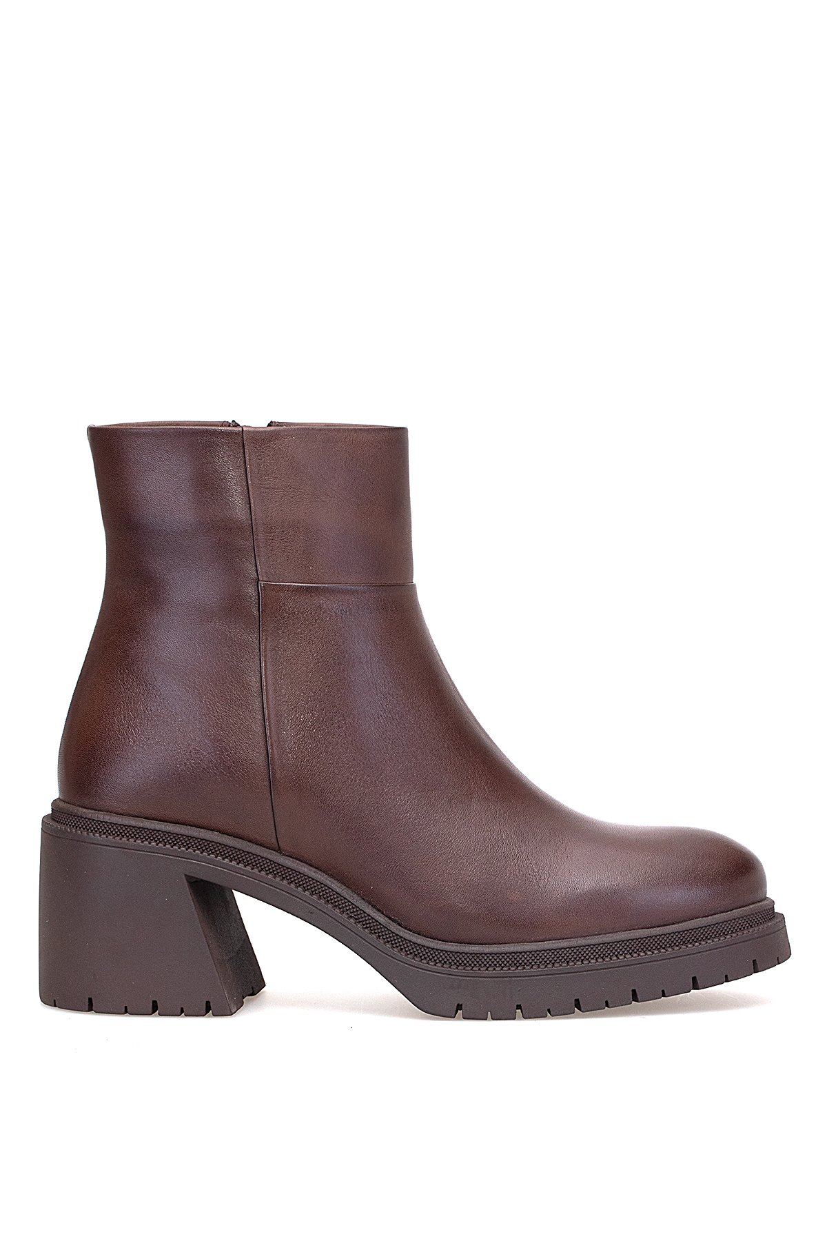 D25KB-8470 Kadın Hakiki Deri Topuklu Bot Kahverengi - Görsel 2