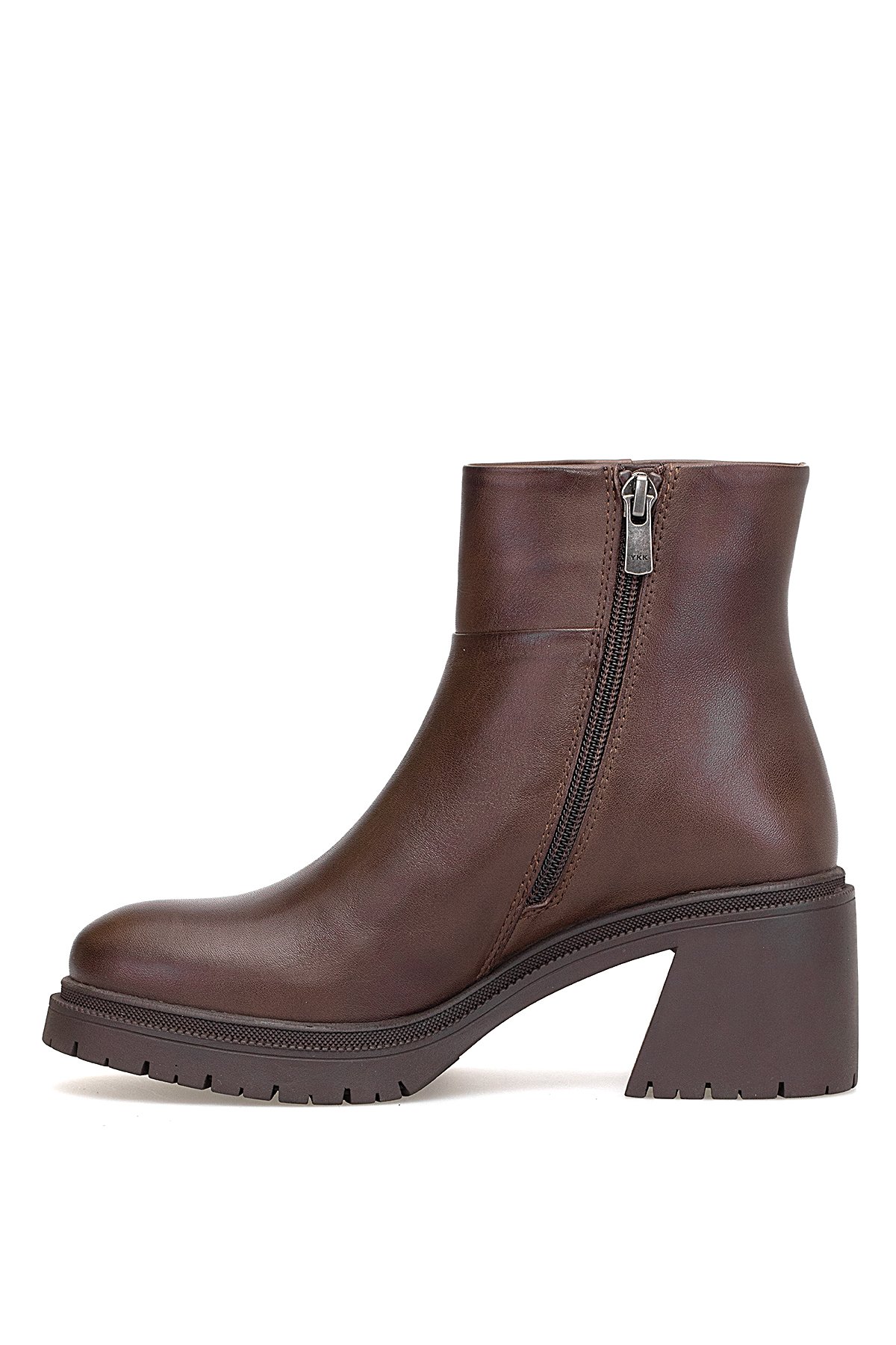 D25KB-8470 Kadın Hakiki Deri Topuklu Bot Kahverengi - Görsel 4