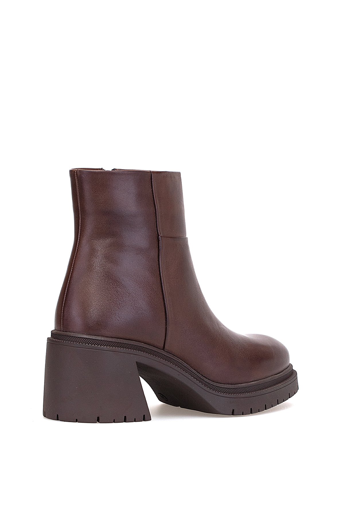 D25KB-8470 Kadın Hakiki Deri Topuklu Bot Kahverengi - Görsel 5