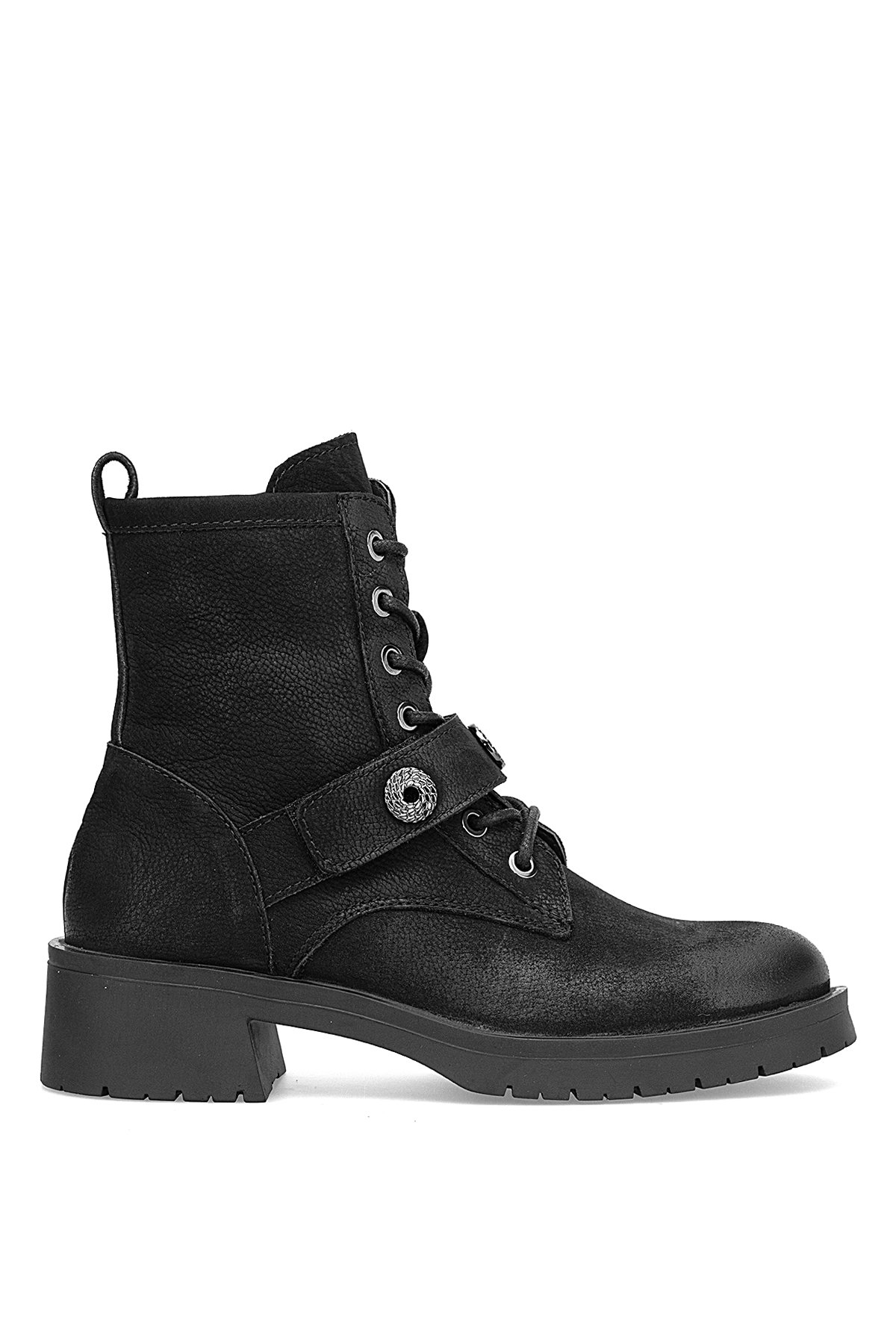 D25KB-8410 Kadın Hakiki Nubuk Deri Topuklu Bot Siyah - Görsel 2