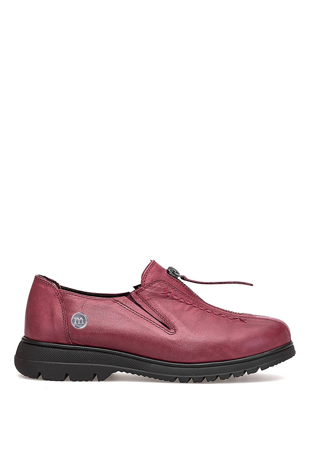 D25KA-845 Kadın Hakiki Deri Casual Ayakkabı Bordo - Görsel 2