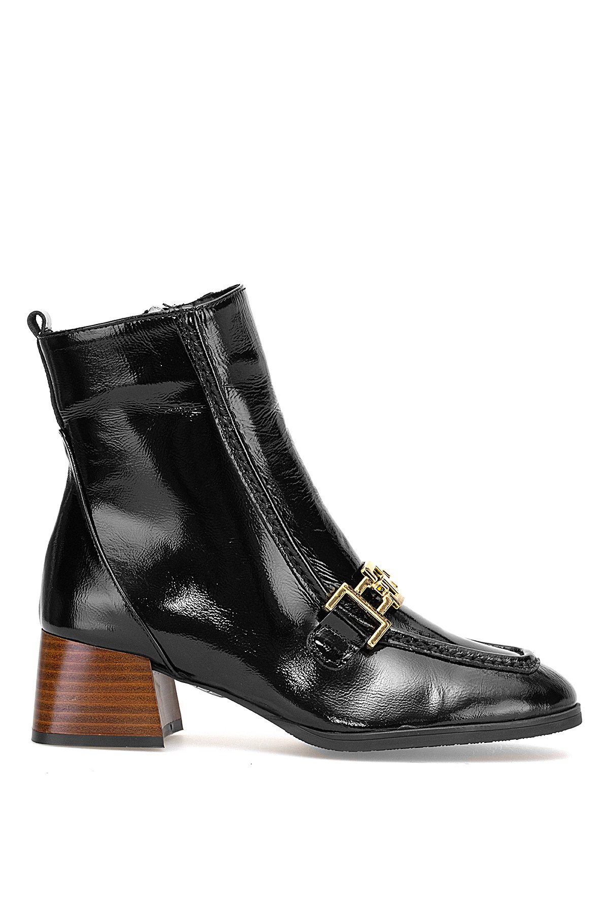 D25KB-8265 Kadın Hakiki Rugan Deri Topuklu Bot Siyah - Görsel 2