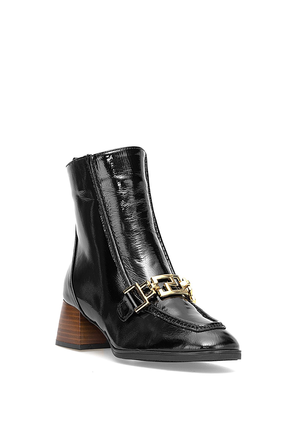 D25KB-8265 Kadın Hakiki Rugan Deri Topuklu Bot Siyah - Görsel 3