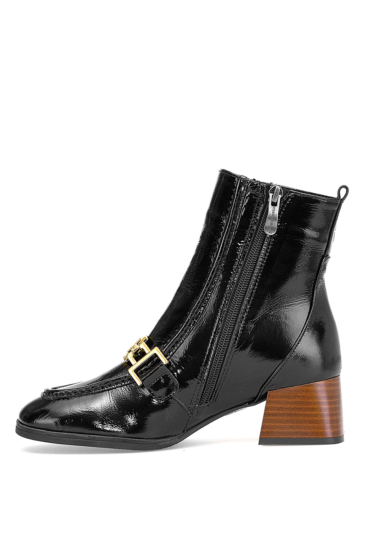 D25KB-8265 Kadın Hakiki Rugan Deri Topuklu Bot Siyah - Görsel 4