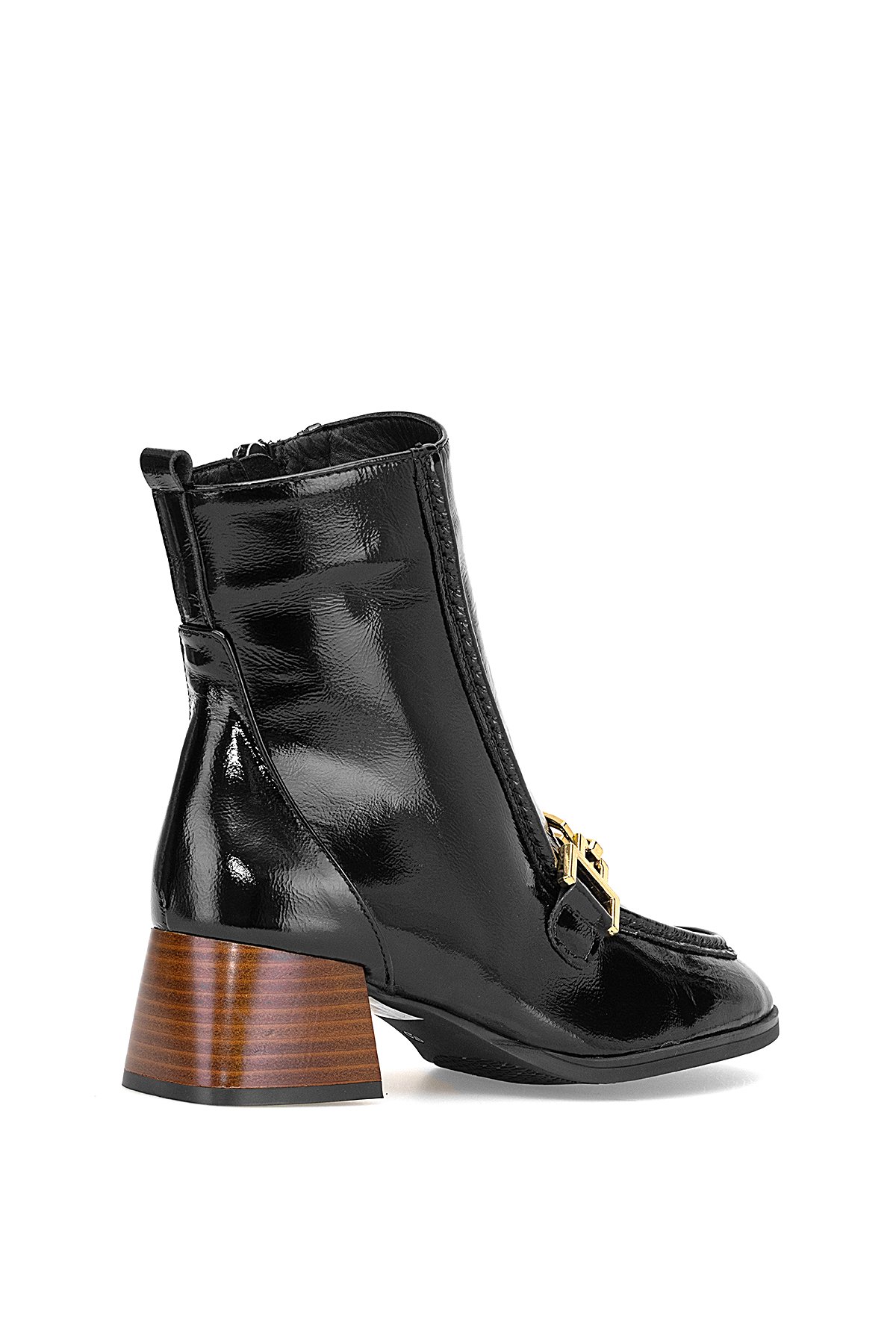 D25KB-8265 Kadın Hakiki Rugan Deri Topuklu Bot Siyah - Görsel 5