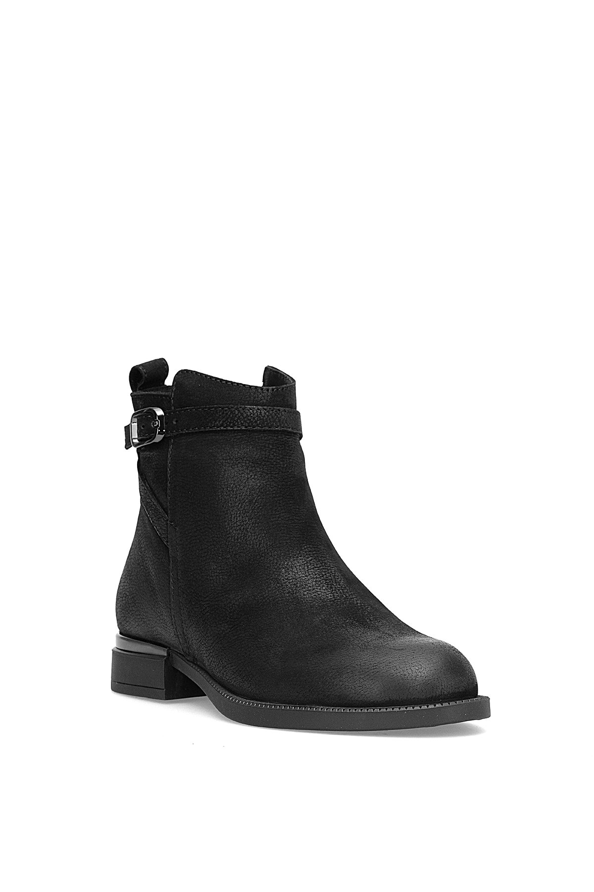 D25KB-8380 Kadın Hakiki Nubuk Deri Topuklu Bot Siyah - Görsel 3