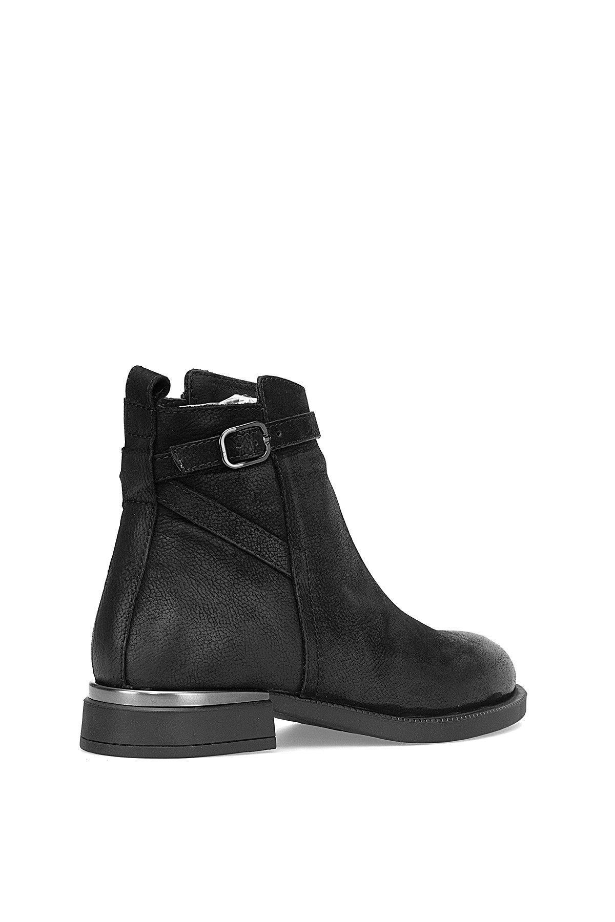 D25KB-8380 Kadın Hakiki Nubuk Deri Topuklu Bot Siyah - Görsel 5