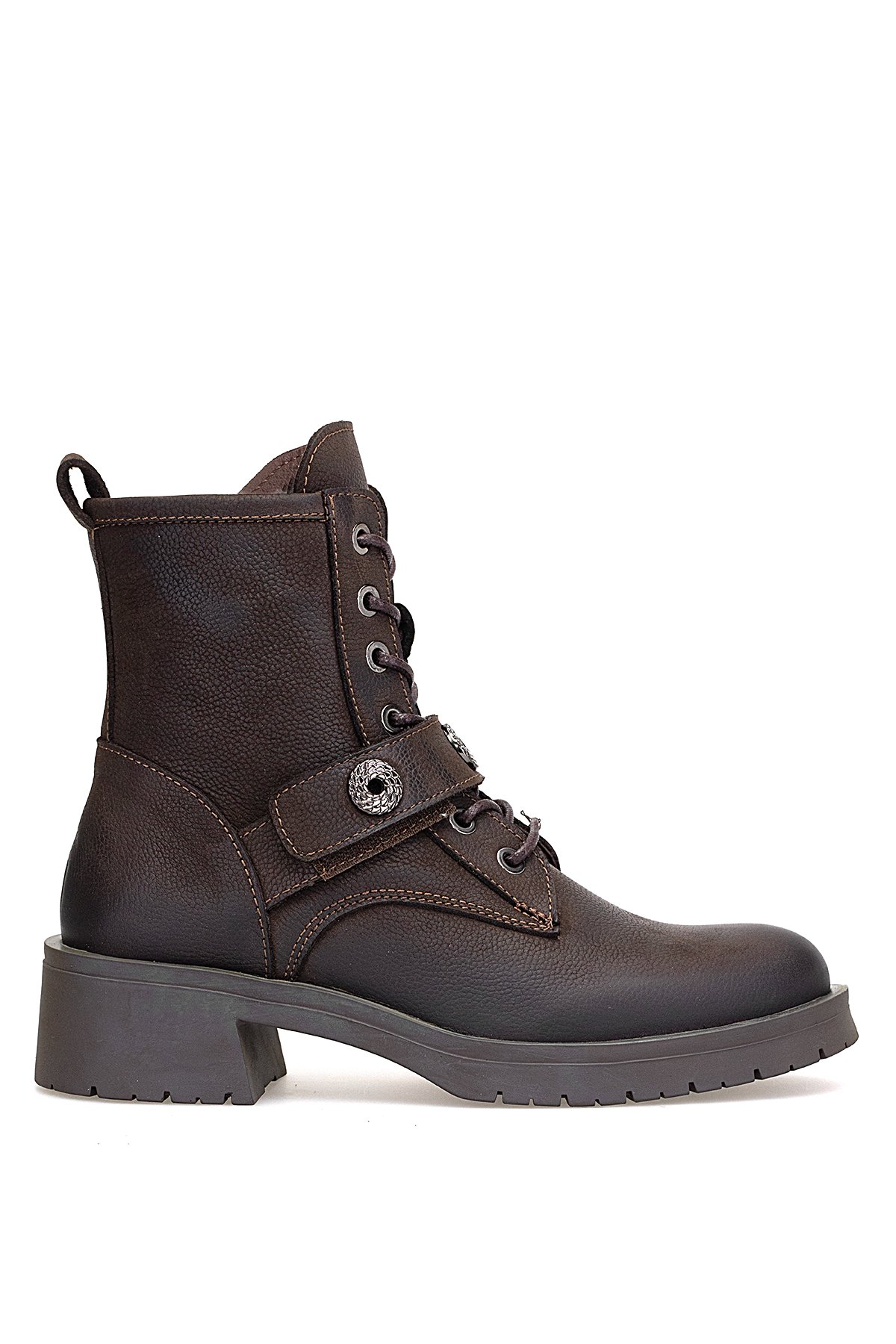 D25KB-8410 Kadın Hakiki Nubuk Deri Topuklu Bot Kahverengi - Görsel 2