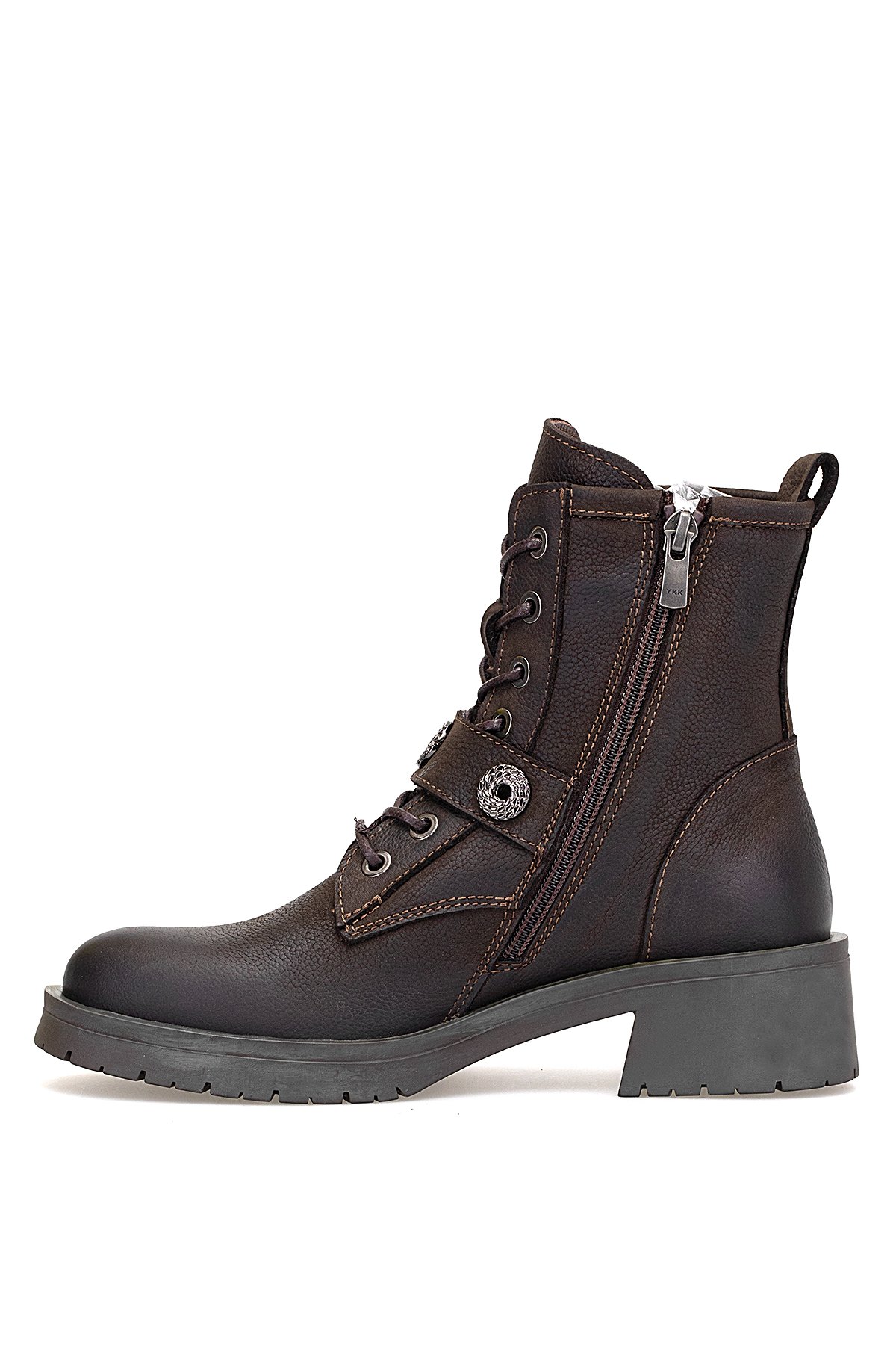 D25KB-8410 Kadın Hakiki Nubuk Deri Topuklu Bot Kahverengi - Görsel 4