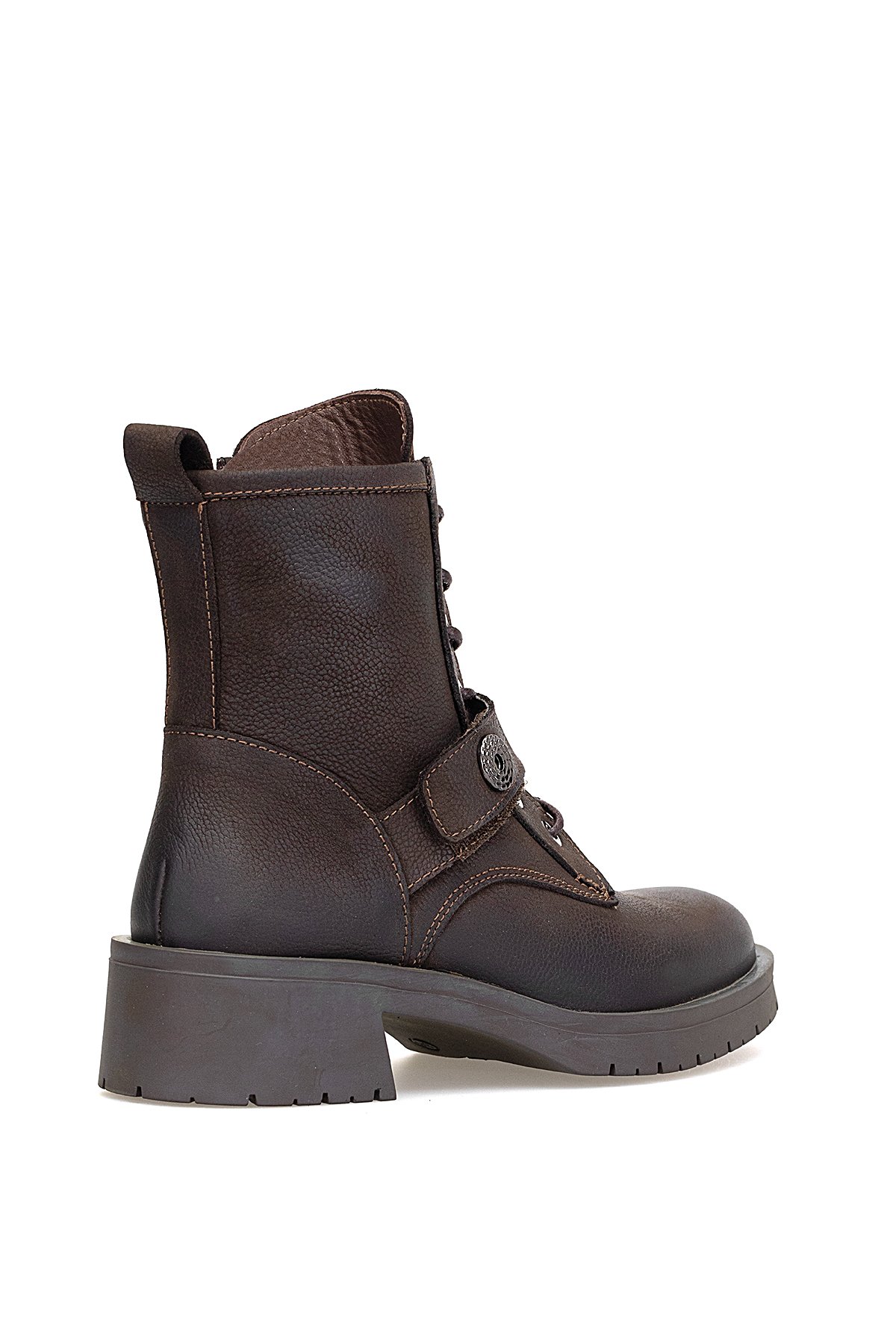 D25KB-8410 Kadın Hakiki Nubuk Deri Topuklu Bot Kahverengi - Görsel 5