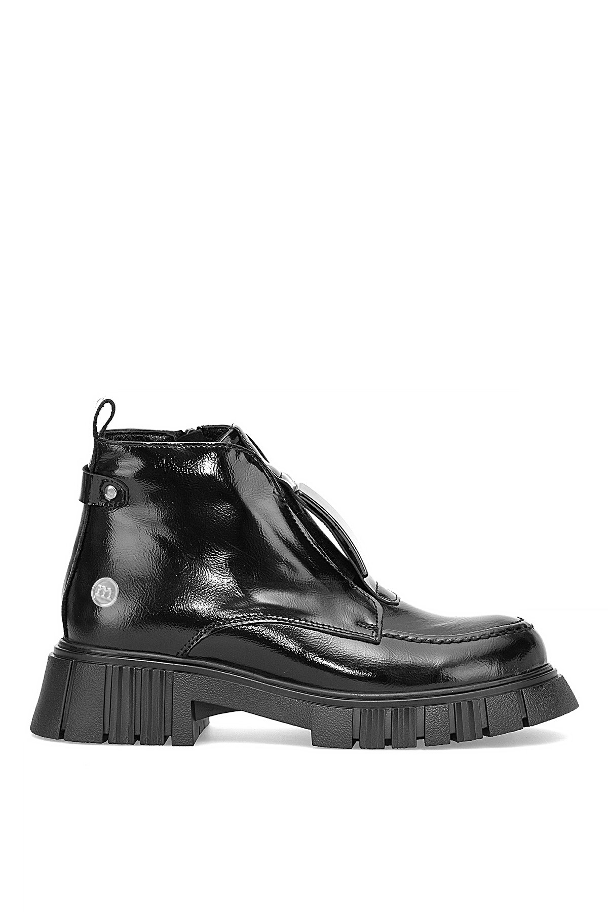 D25KB-1620 Kadın Hakiki Rugan Deri Topuklu Bot Siyah - Görsel 2