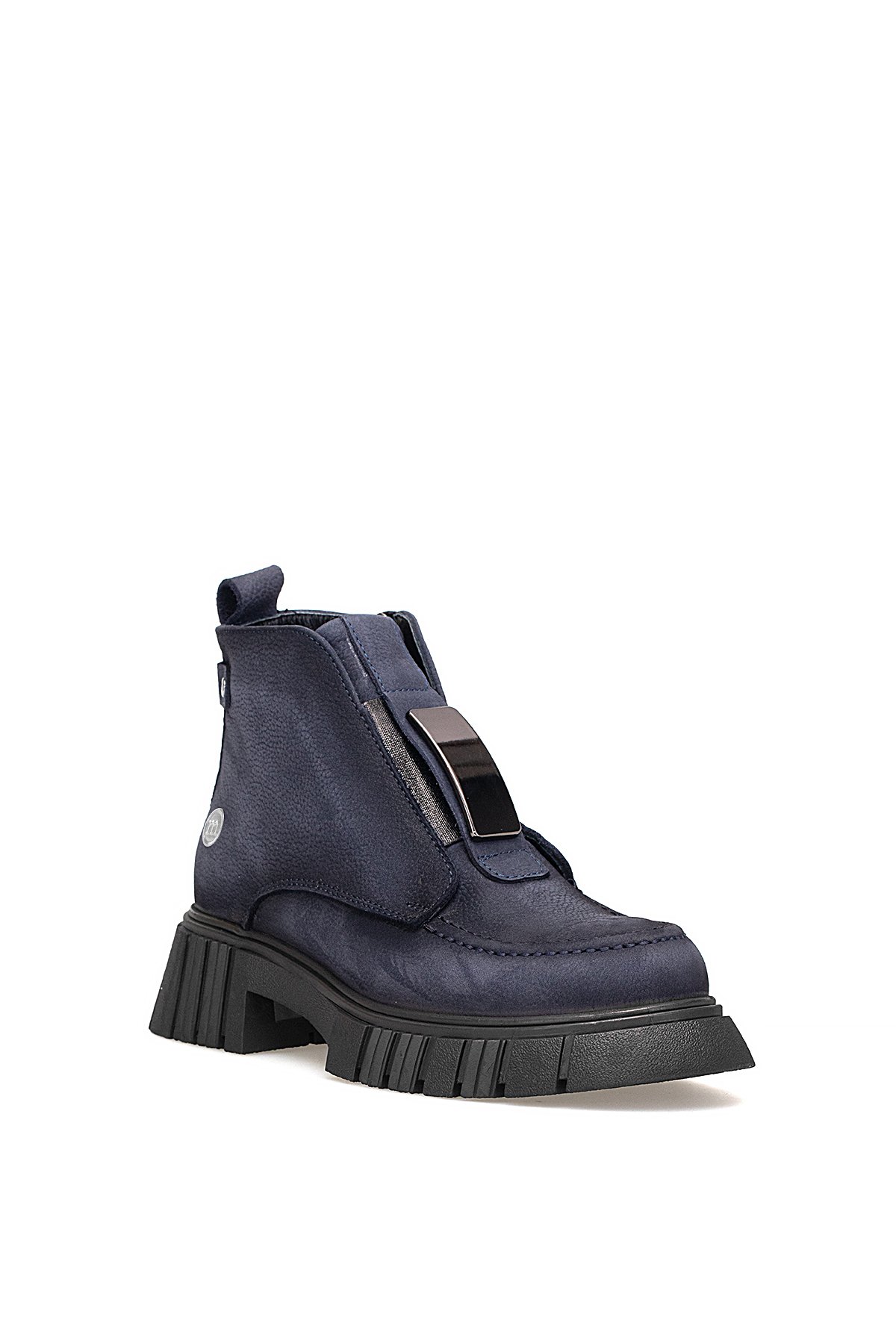 D25KB-1620 Kadın Hakiki Nubuk Deri Topuklu Bot Lacivert - Görsel 3