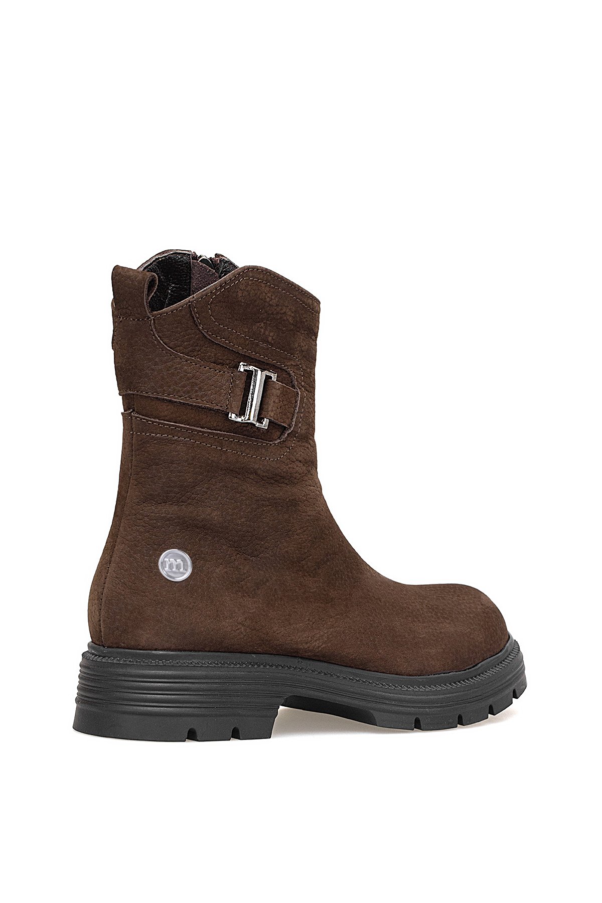 D25KB-1945 Kadın Hakiki Nubuk Deri Topuklu Bot Kahverengi - Görsel 5