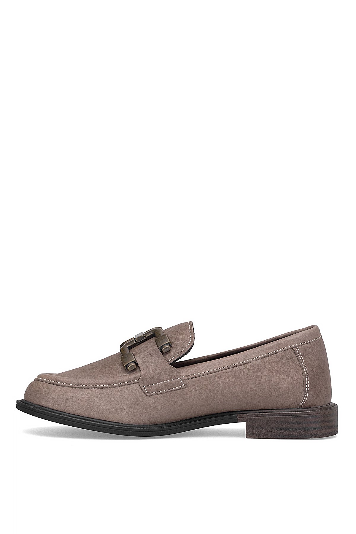 D25KA-3415 Kadın Hakiki Deri Casual Ayakkabı Vizon - Görsel 4