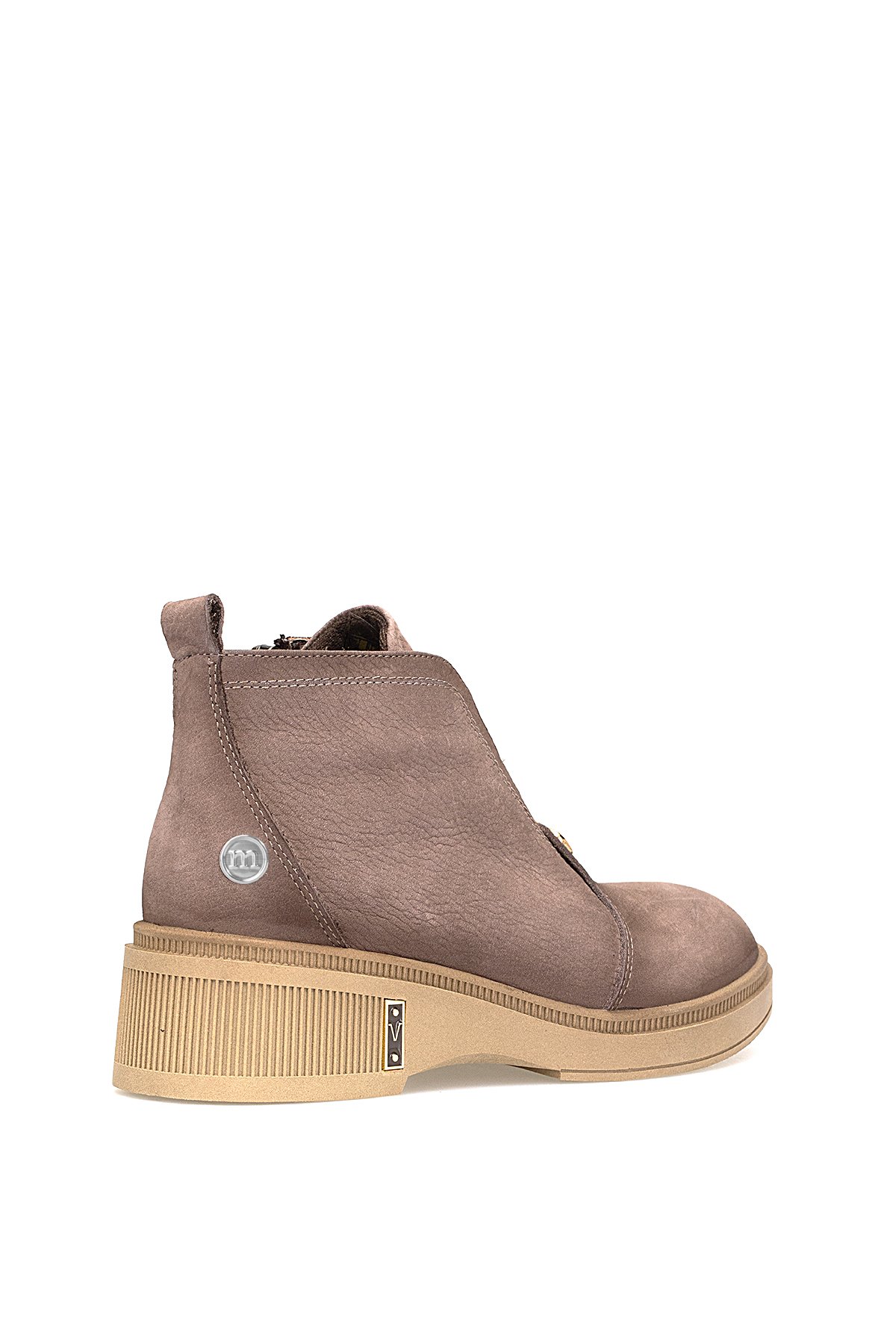 D25KB-8085 Kadın Hakiki Nubuk Deri Düz Bot Vizon - Görsel 5