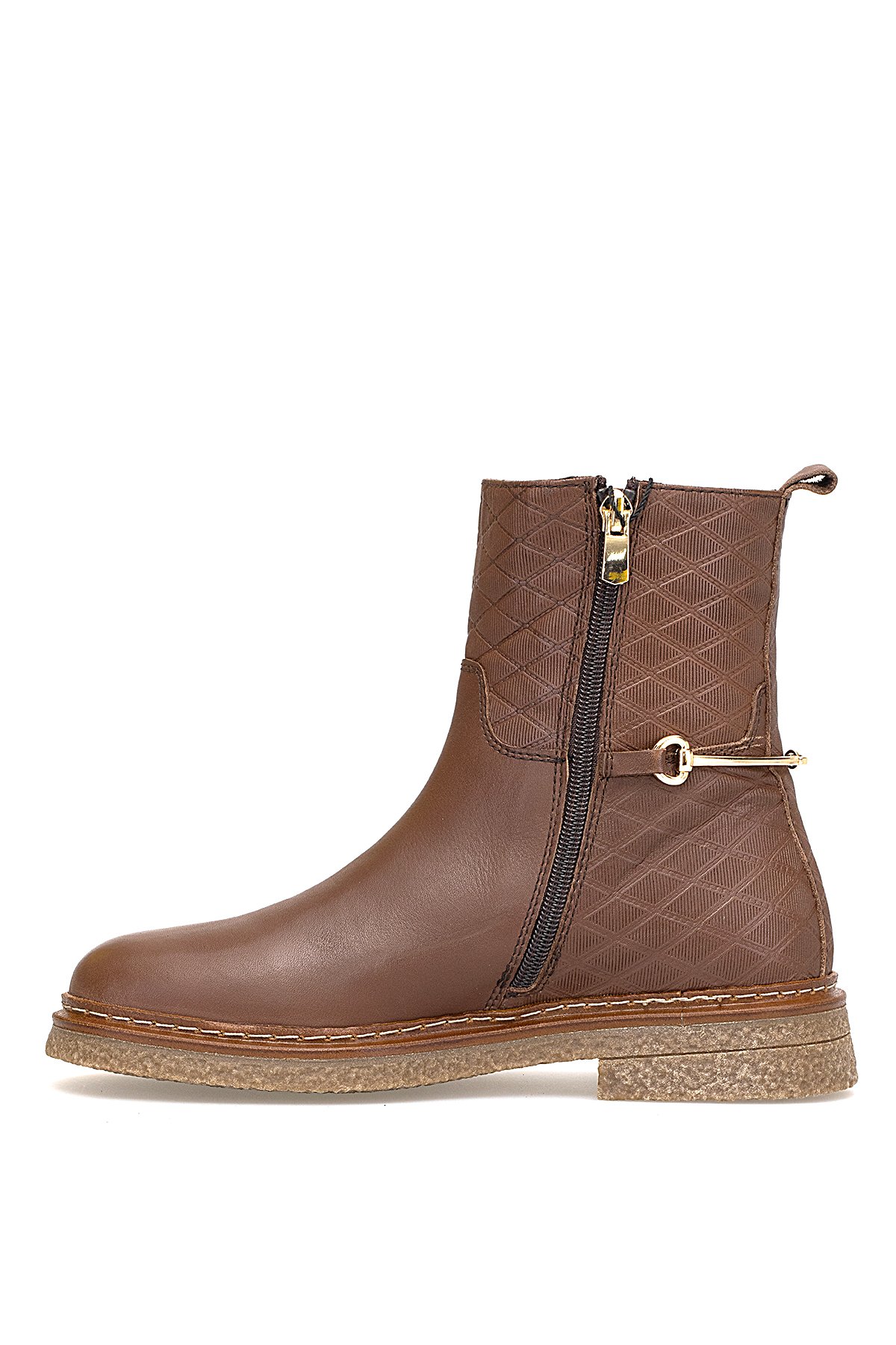 D25KB-8585 Kadın Hakiki Deri Klasik Bot Kahverengi - Görsel 4