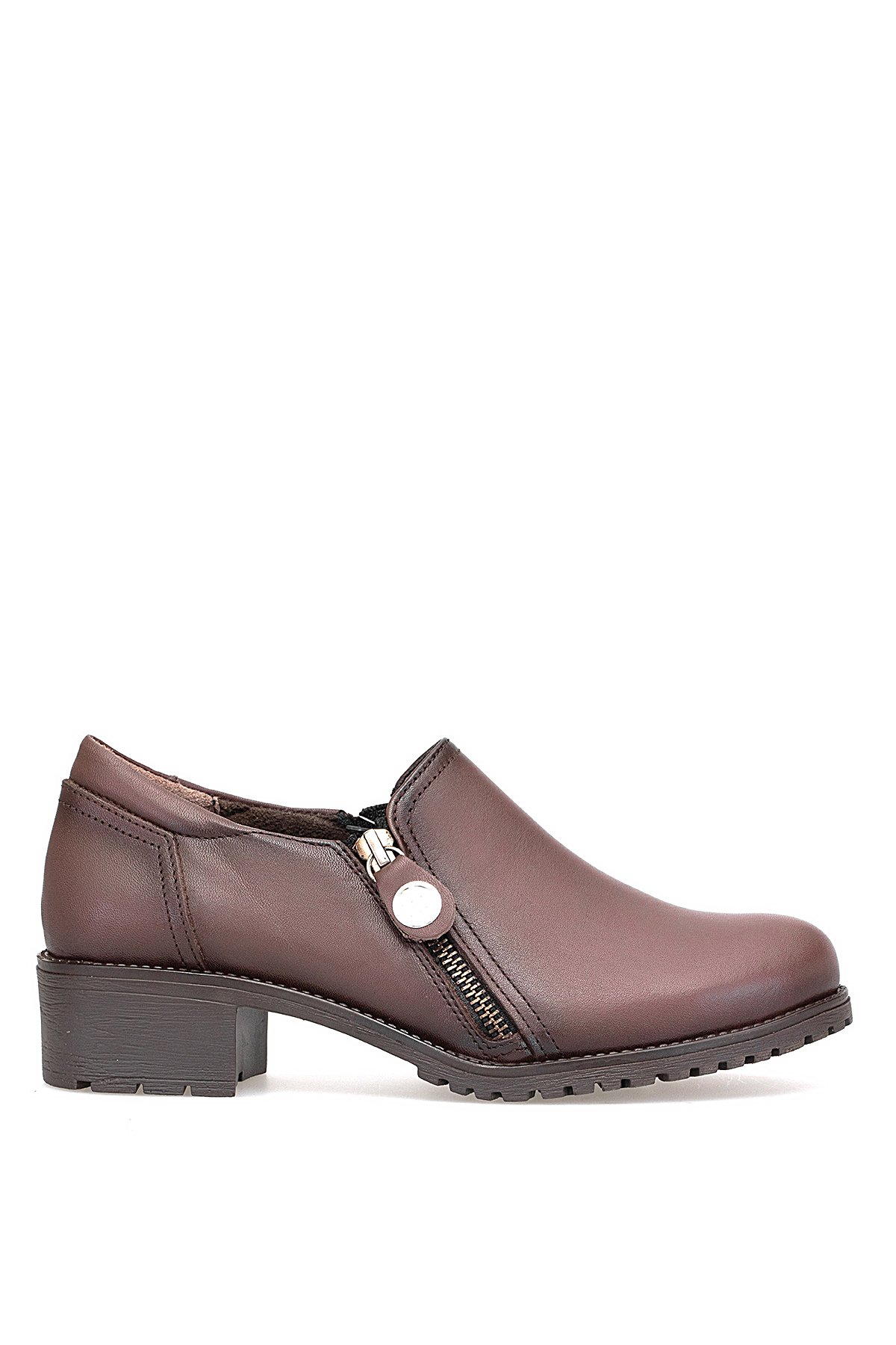 D25KA-775 Kadın Hakiki Deri Casual Ayakkabı Kahverengi - Görsel 2