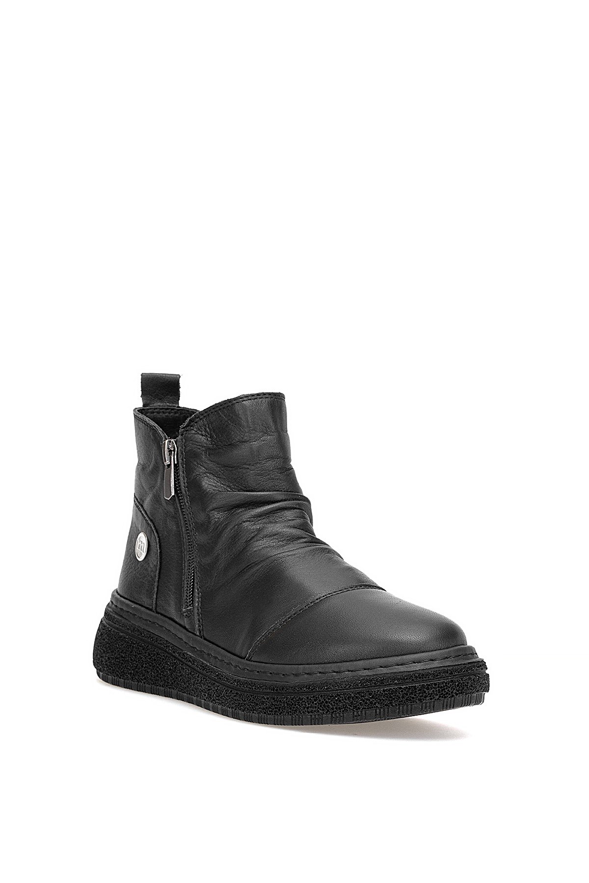 D25KB-1005 Kadın Hakiki Deri Düz Bot Siyah - Görsel 3