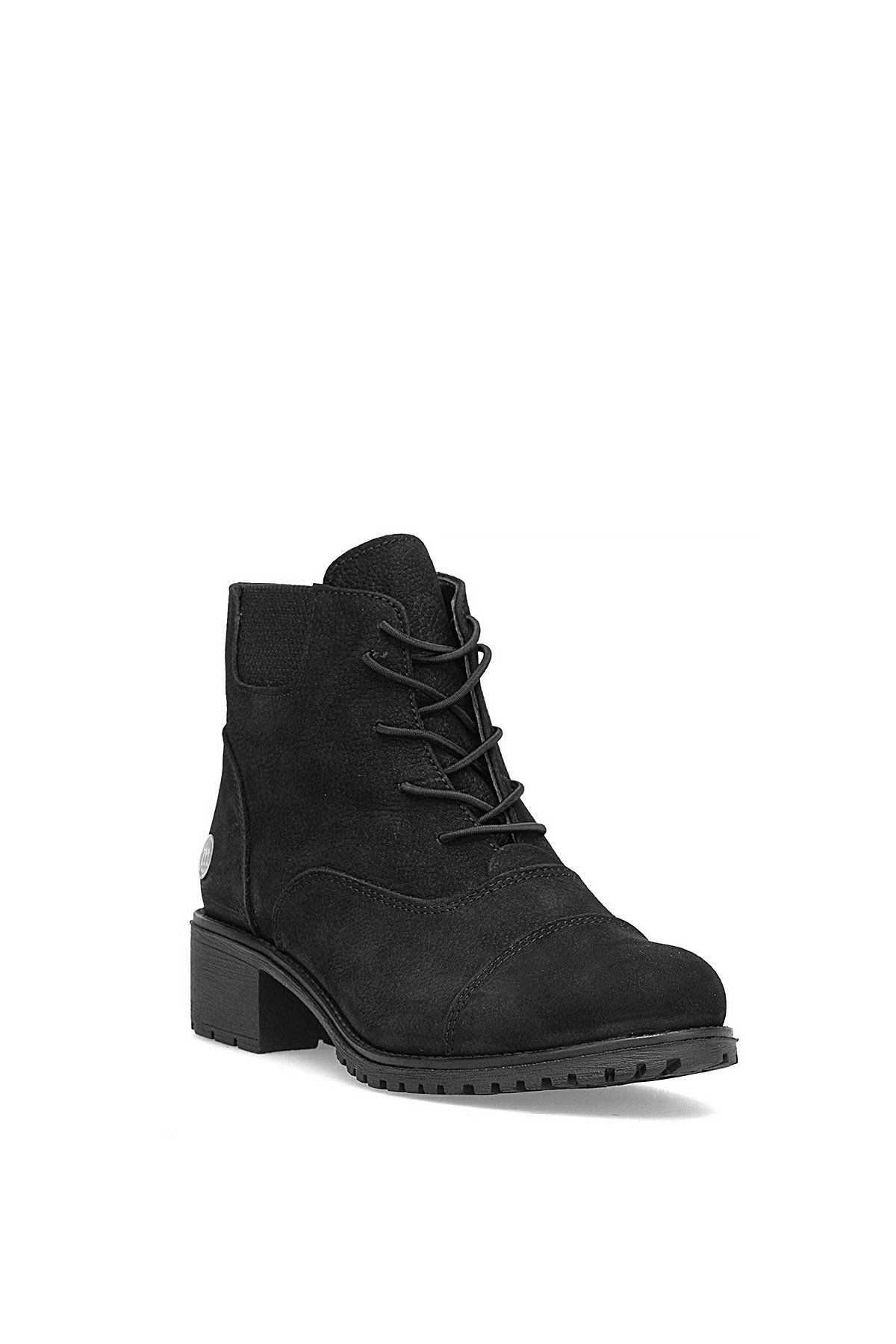 D25KB-1645 Kadın Hakiki Nubuk Deri Topuklu Bot Siyah - Görsel 3